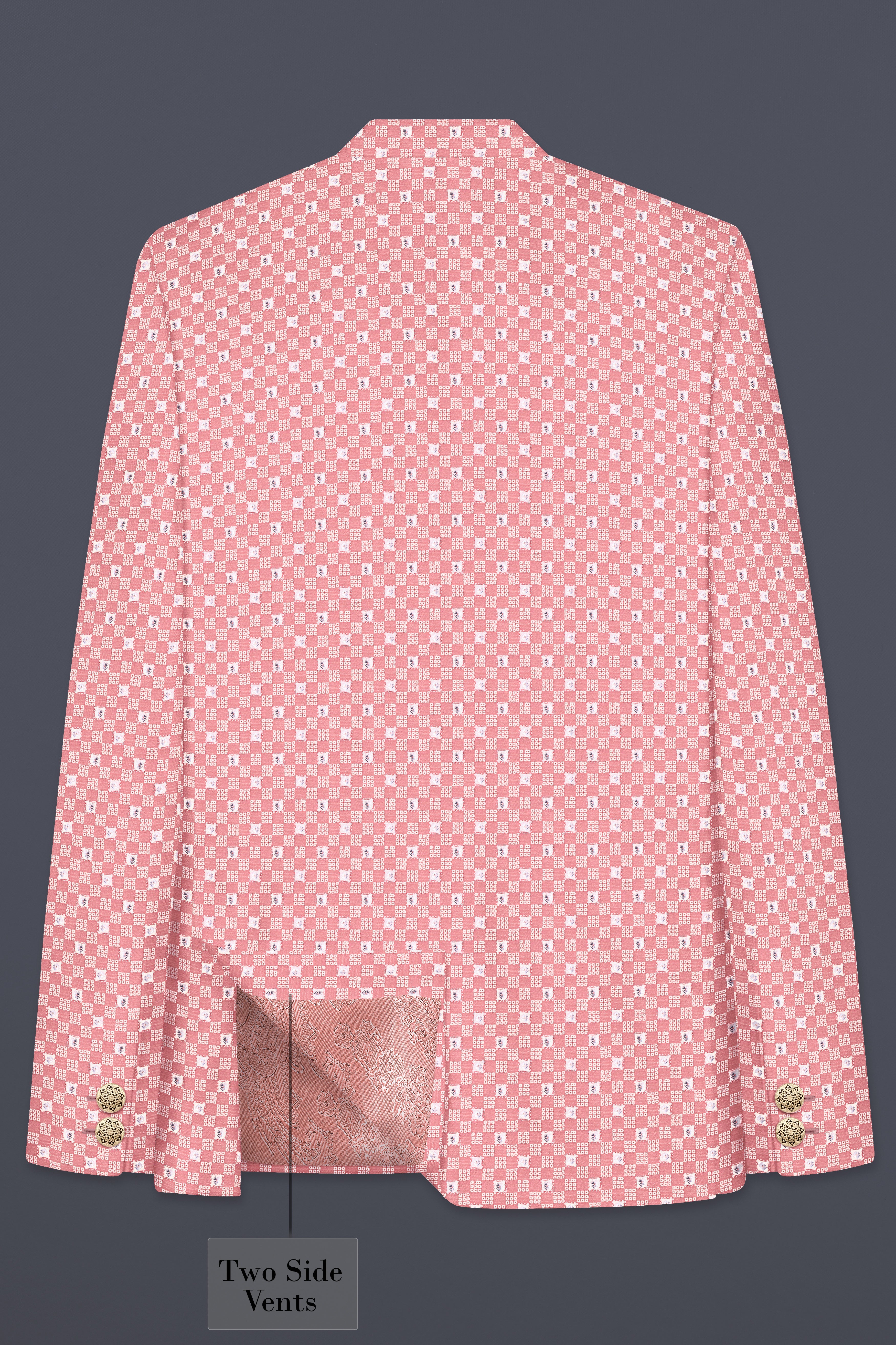 Turkish Pink Embroidered Cross Placket Bandhgala Jodhpuri