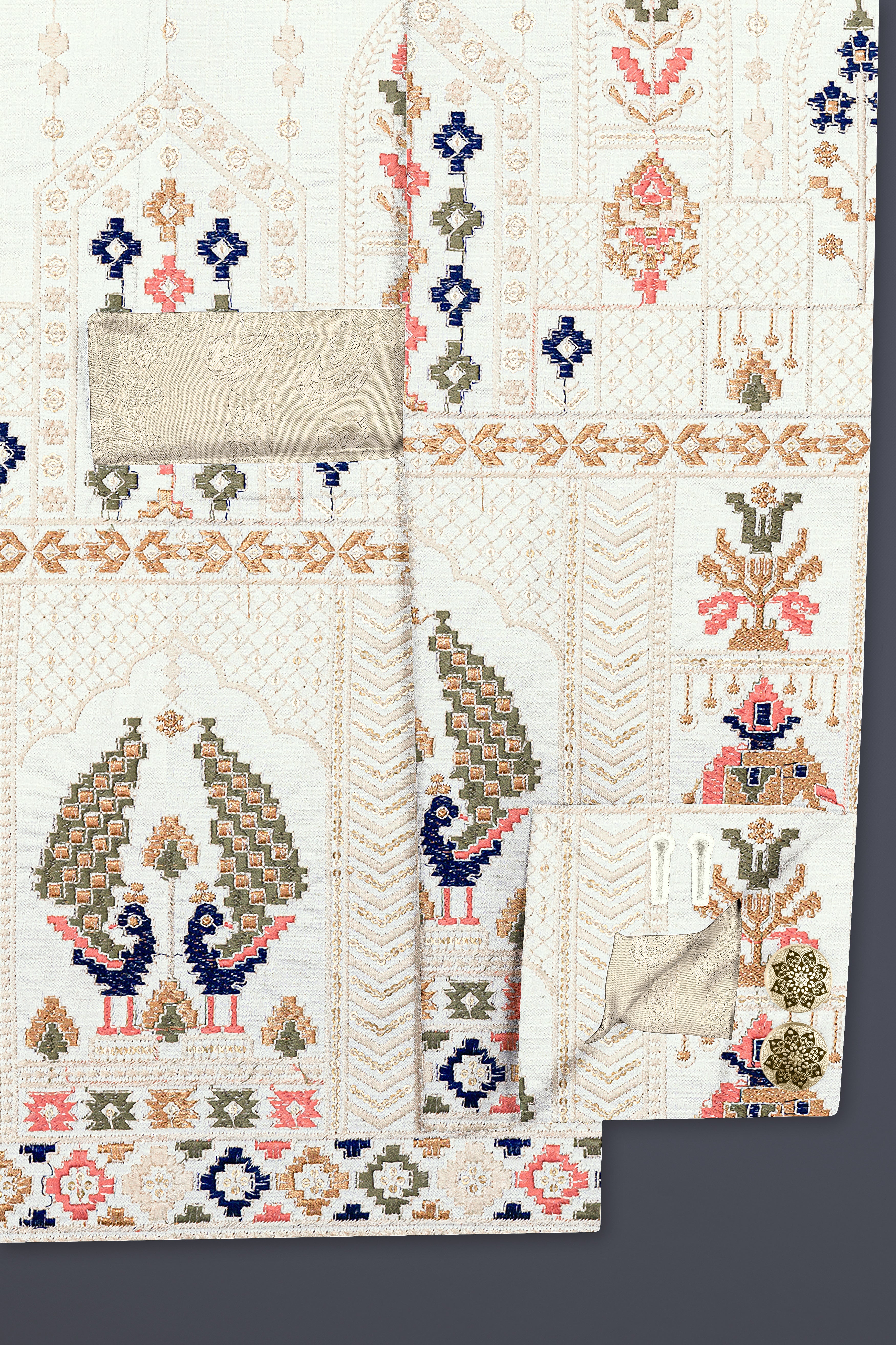 Off White And Shilo peach Sequins Embroidered Bandhgala Jodhpuri