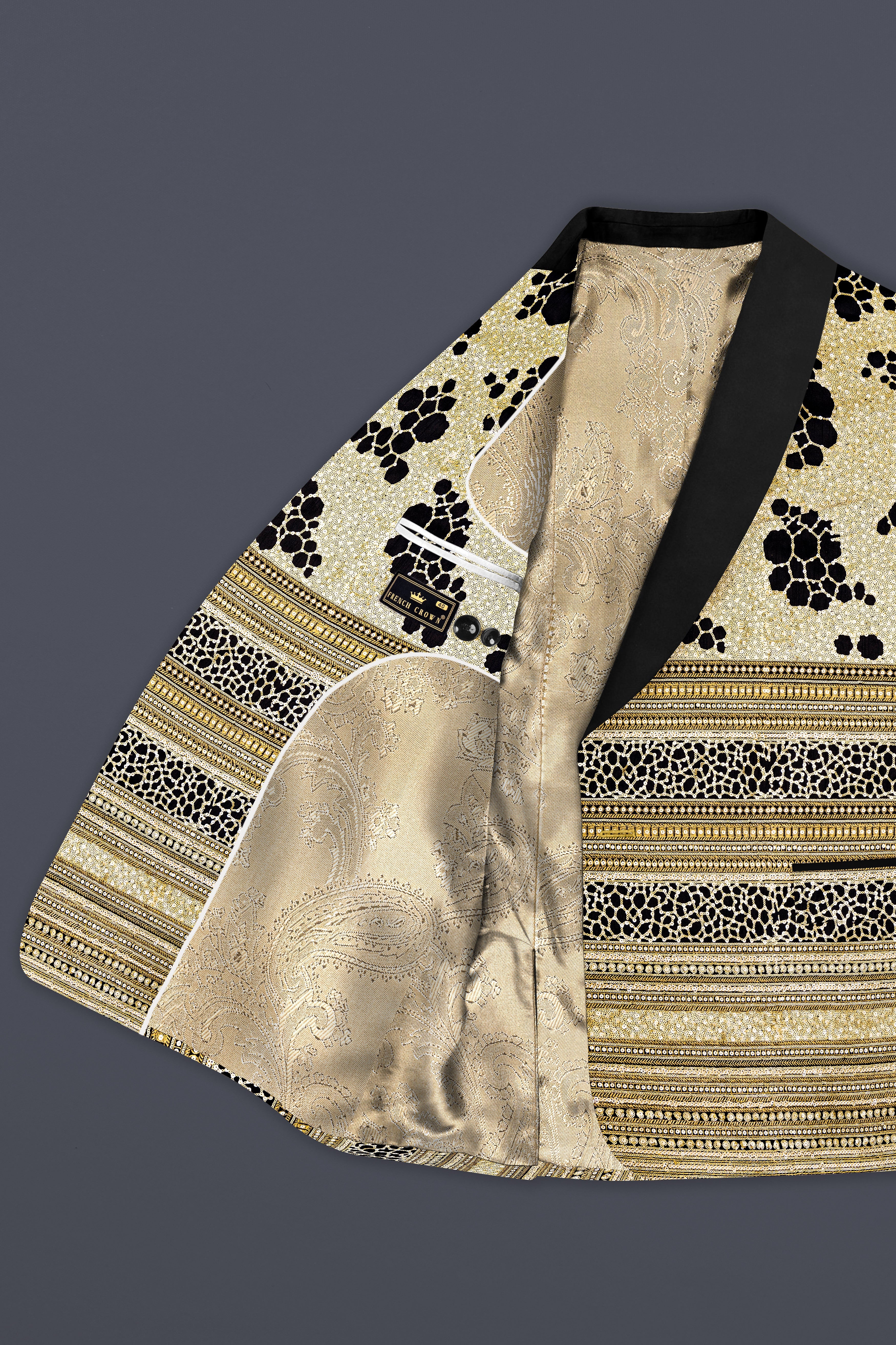 Jade Black Heavy Sequins Work Designer Tuxedo Blazer