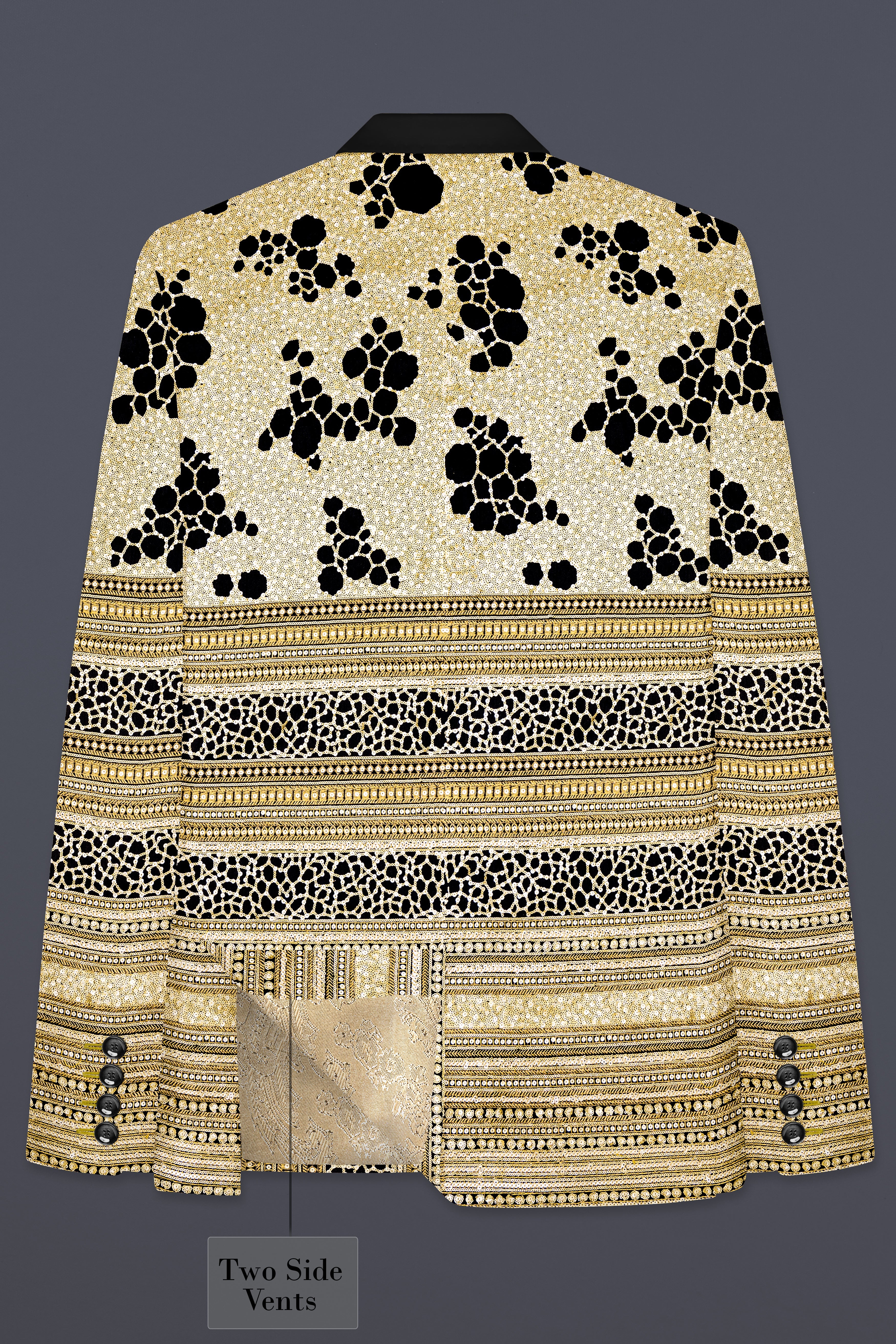 Jade Black Heavy Sequins Work Designer Tuxedo Blazer