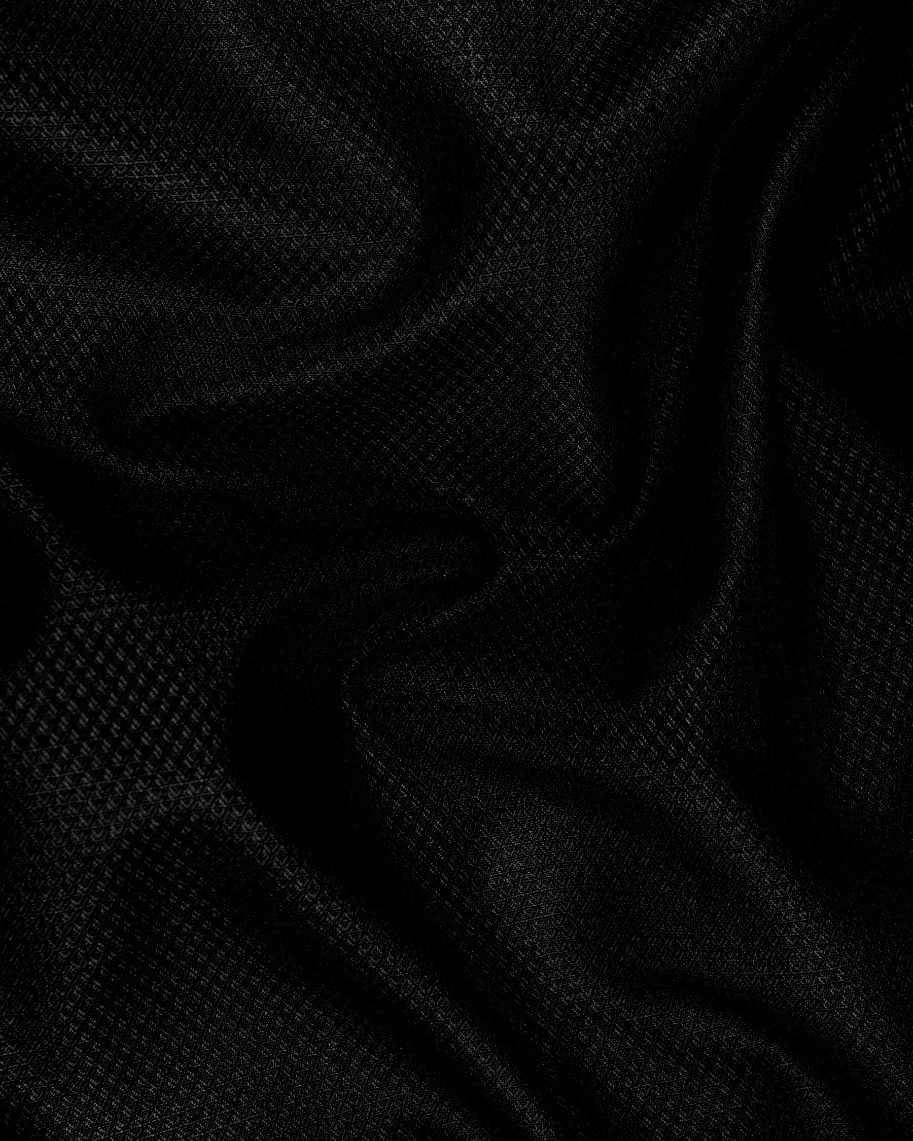Jade Black Diamond Textured Bandhgala/Mandarin Blazer