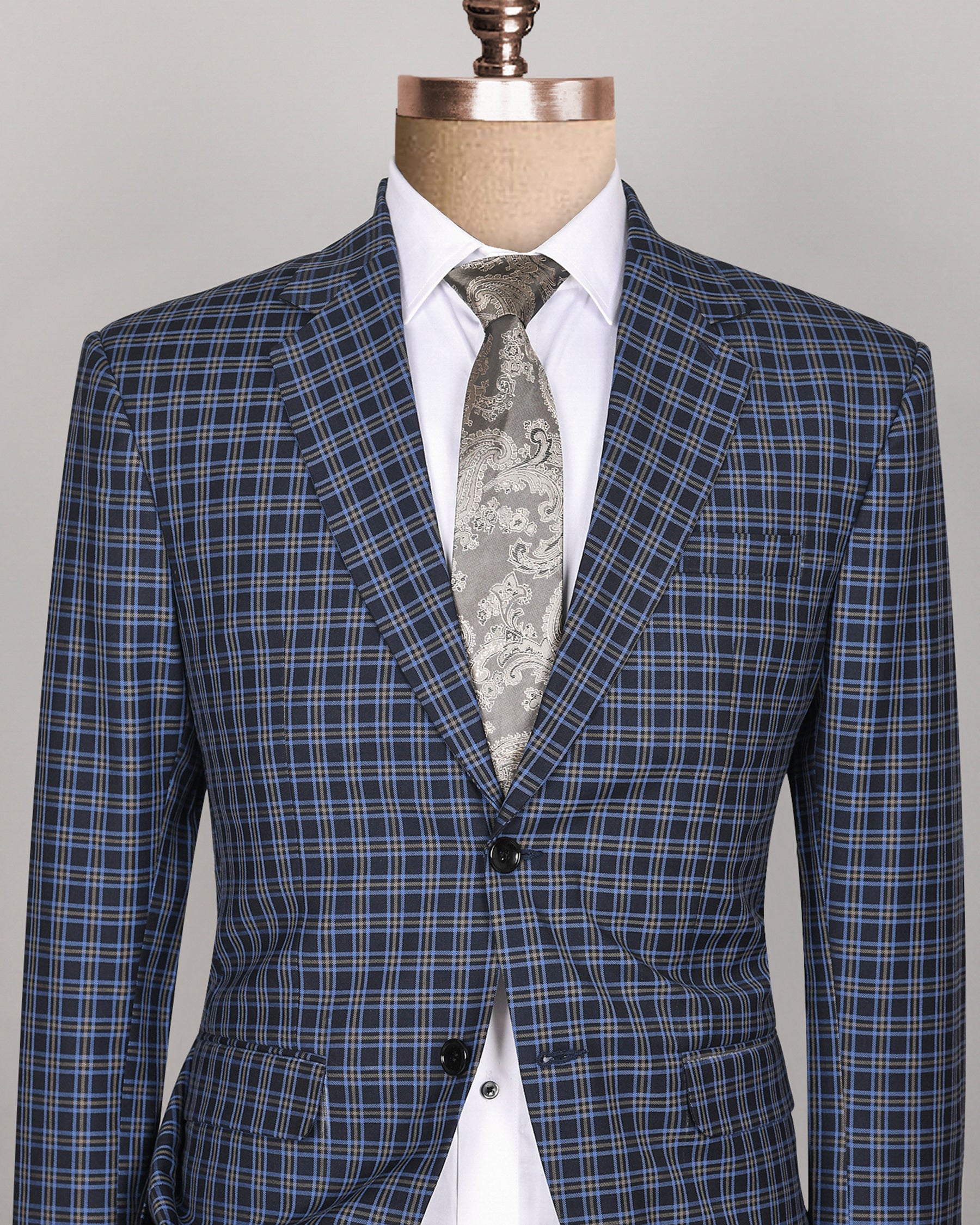 Navy Plaid Wool blend Blazer BL512SB-38, BL512SB-56, BL512SB-44, BL512SB-48, BL512SB-50, BL512SB-52, BL512SB-54, BL512SB-58, BL512SB-36, BL512SB-40, BL512SB-42, BL512SB-60, BL512SB-46