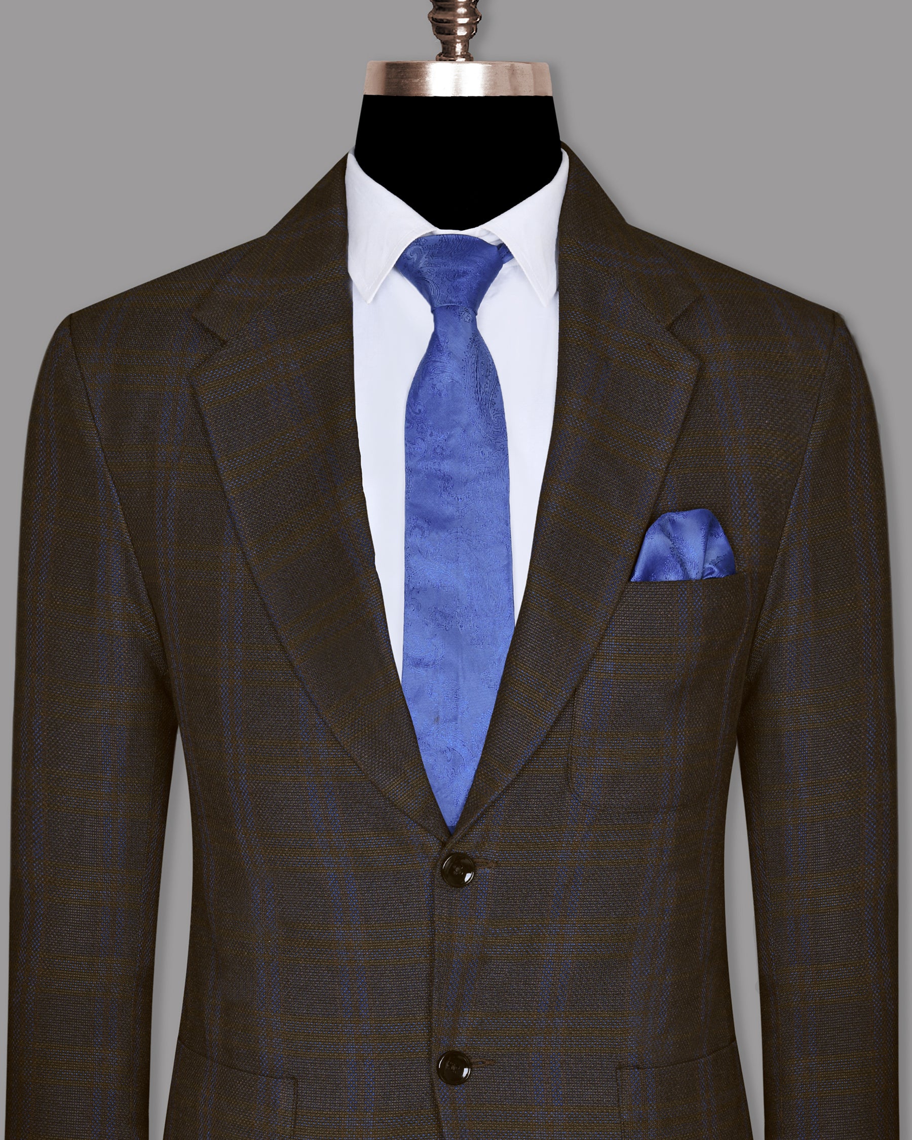 Chocolate Brown subtle windowpane Dobby Wool Double Breasted Tweed Blazer BL732SB-36, BL732SB-38, BL732SB-44, BL732SB-50, BL732SB-54, BL732SB-56, BL732SB-58, BL732SB-60, BL732SB-52, BL732SB-46, BL732SB-48, BL732SB-40, BL732SB-42