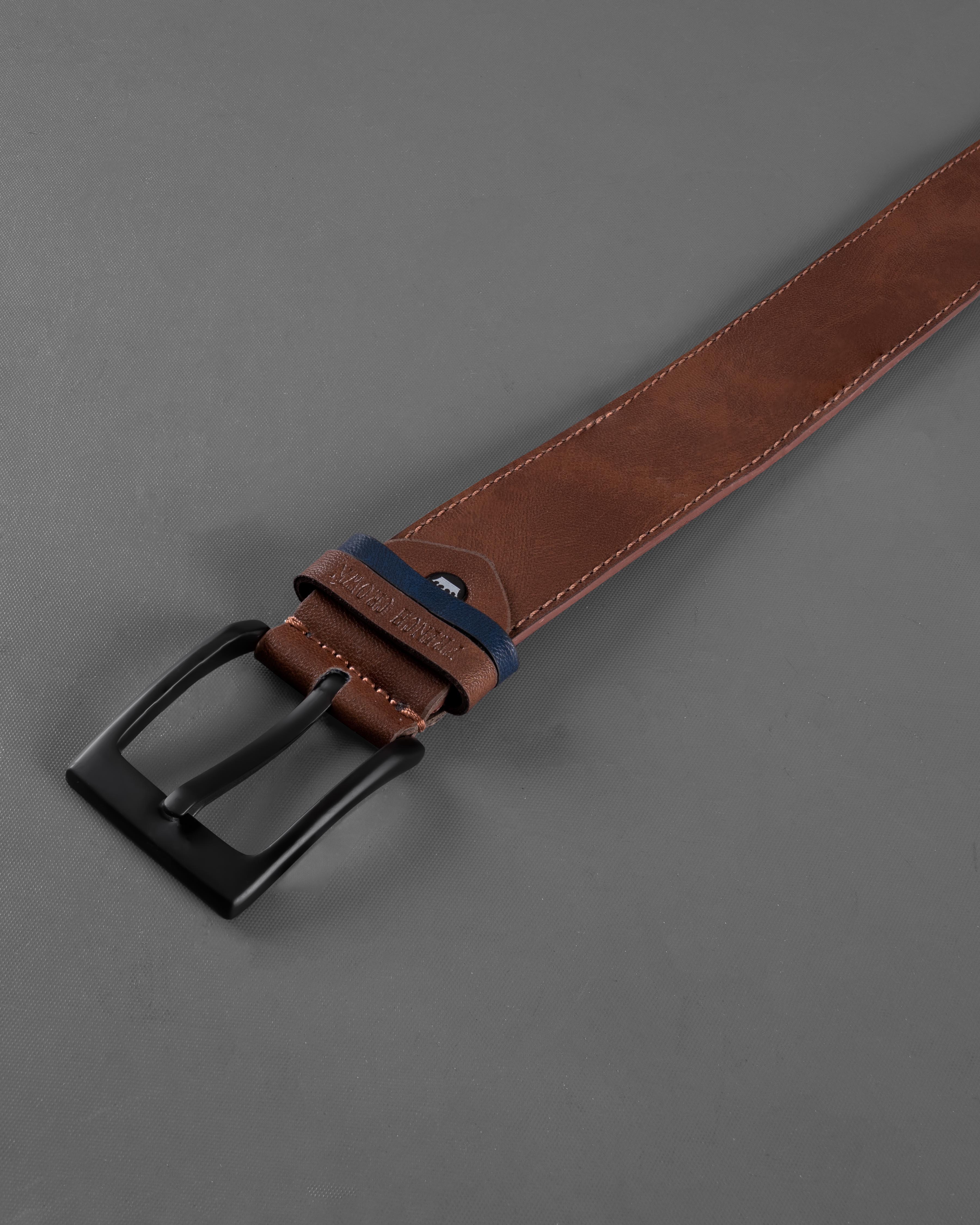 Tan Brown with Jade Black Buckle Leather Free Lightweight Handcrafted Belt BT101-28, BT101-30, BT101-32, BT101-34, BT101-36, BT101-38