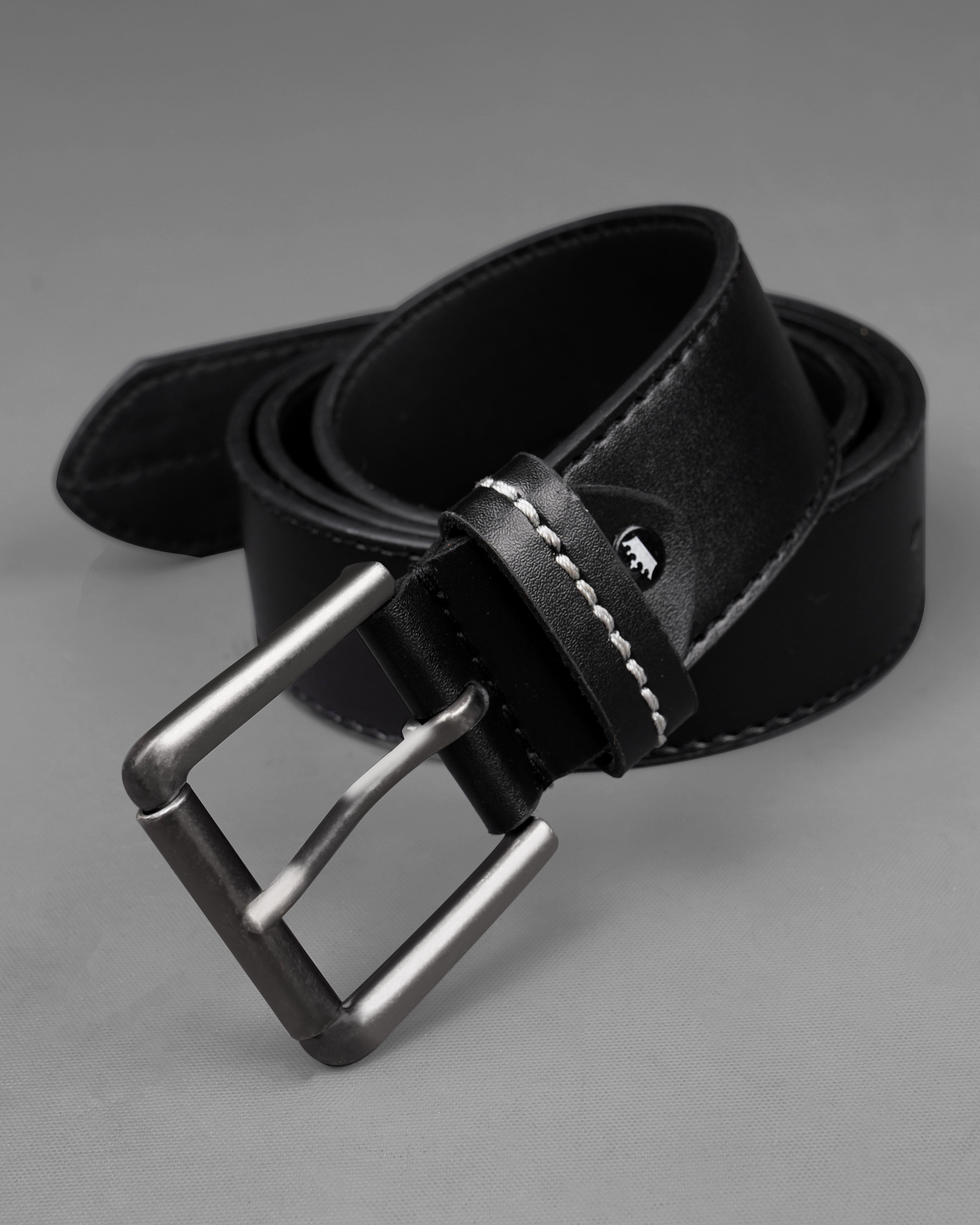 Jade Black with Metallic Buckle Leather FreeLightweight Handcrafted Belt BT102-28, BT102-30, BT102-32, BT102-34, BT102-36, BT102-38