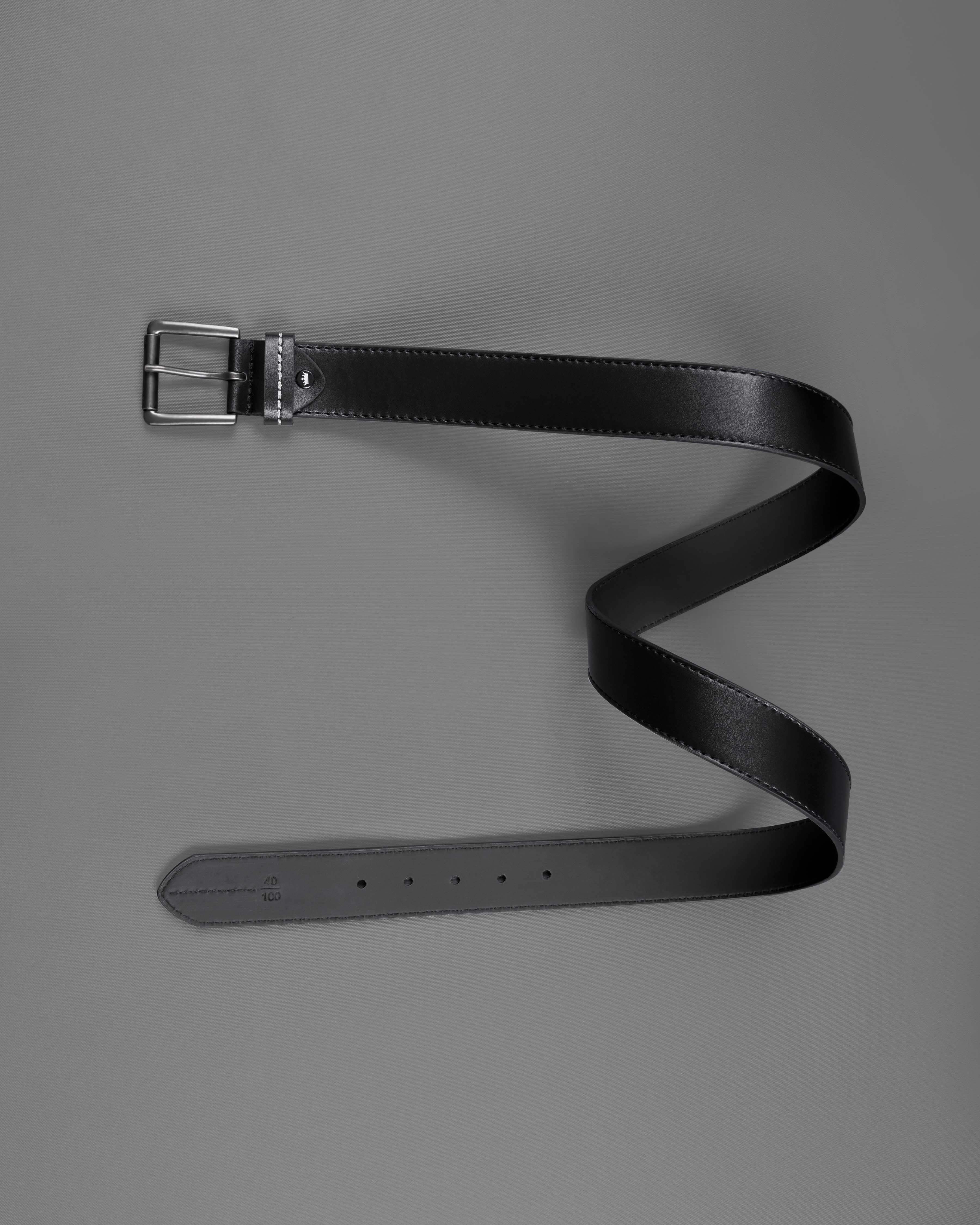 Jade Black with Metallic Buckle Leather FreeLightweight Handcrafted Belt BT102-28, BT102-30, BT102-32, BT102-34, BT102-36, BT102-38