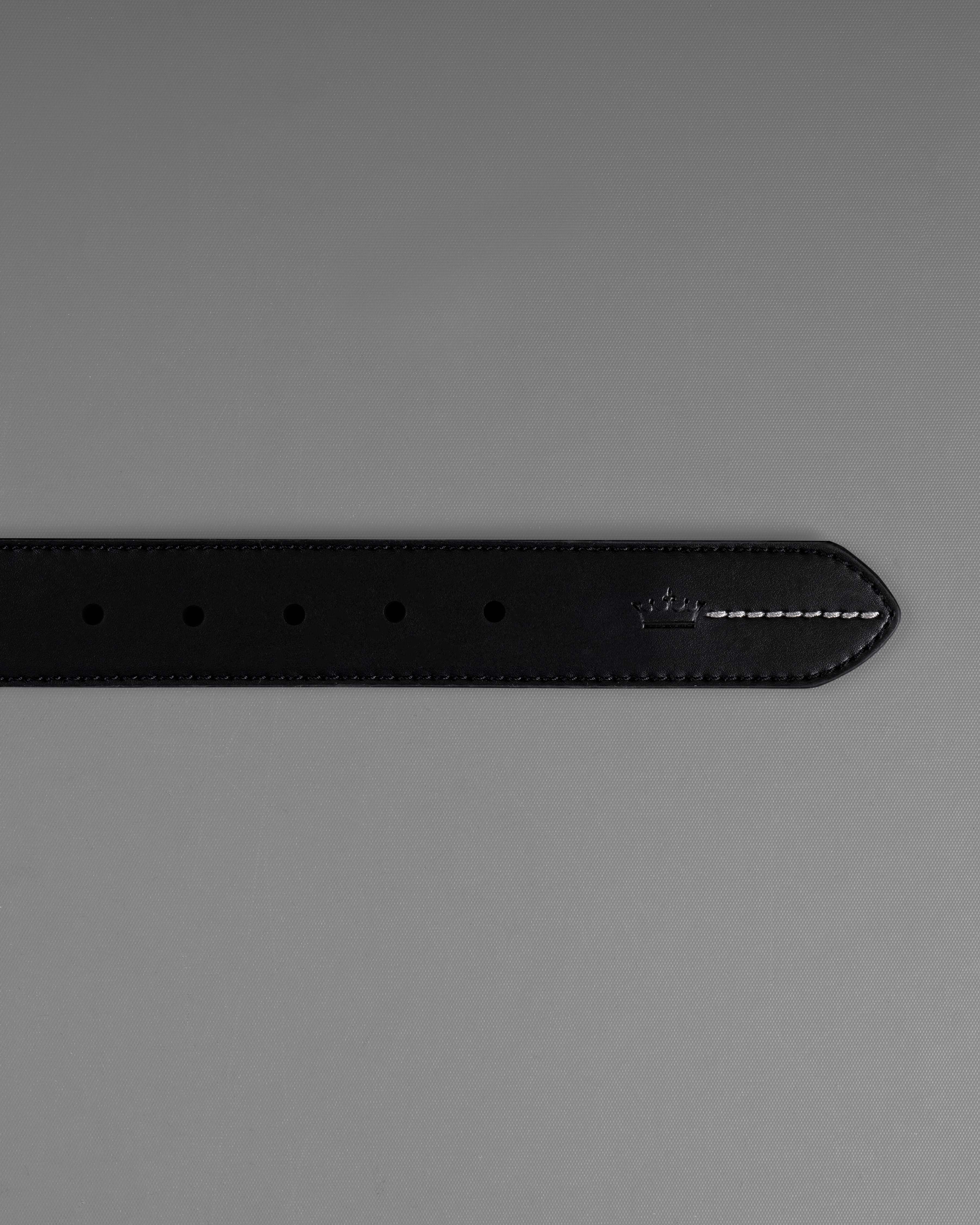 Jade Black with Metallic Buckle Leather FreeLightweight Handcrafted Belt BT102-28, BT102-30, BT102-32, BT102-34, BT102-36, BT102-38