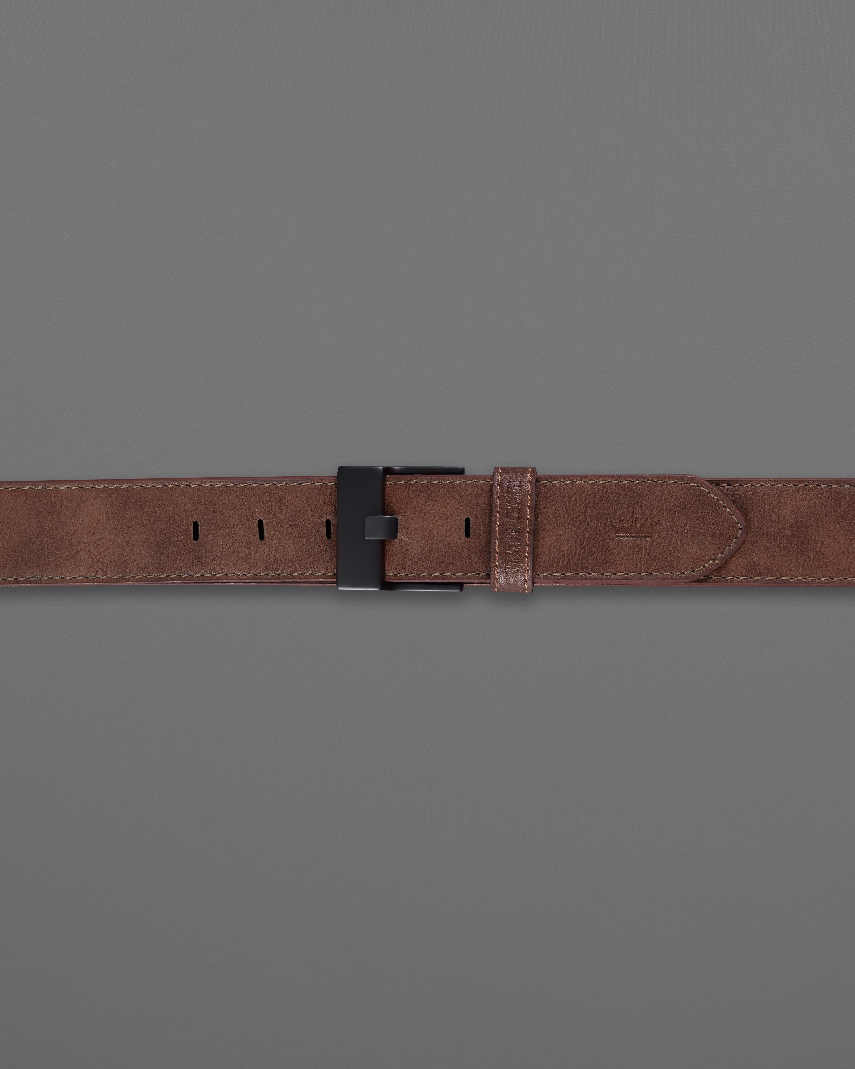 Tan Brown with Jade Black Buckle Leather Free Lightweight Handcrafted Belt BT105-28, BT105-30, BT105-32, BT105-34, BT105-36, BT105-38