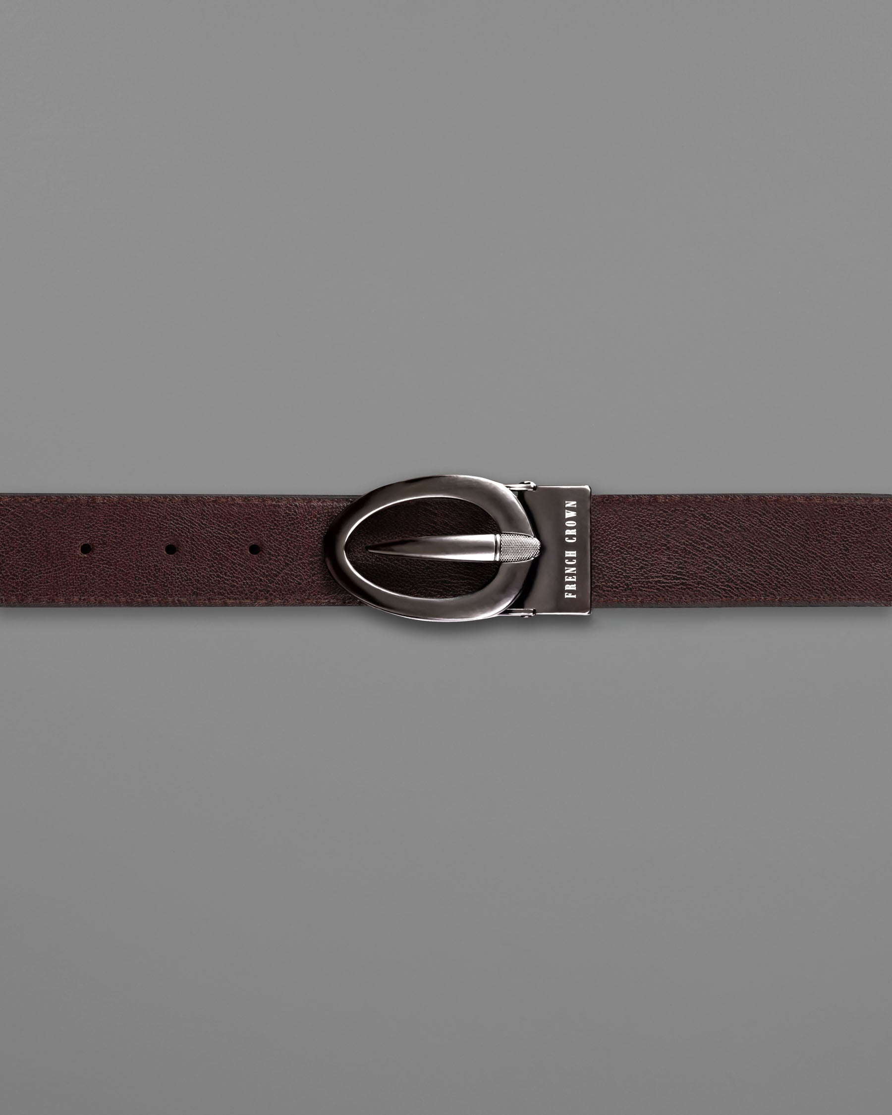 Matt Grey Oval buckled Reversible jade Black and Brown Slight Textured Vegan Leather Handcrafted Belt BT025-28, BT025-30, BT025-32, BT025-34, BT025-36, BT025-38
