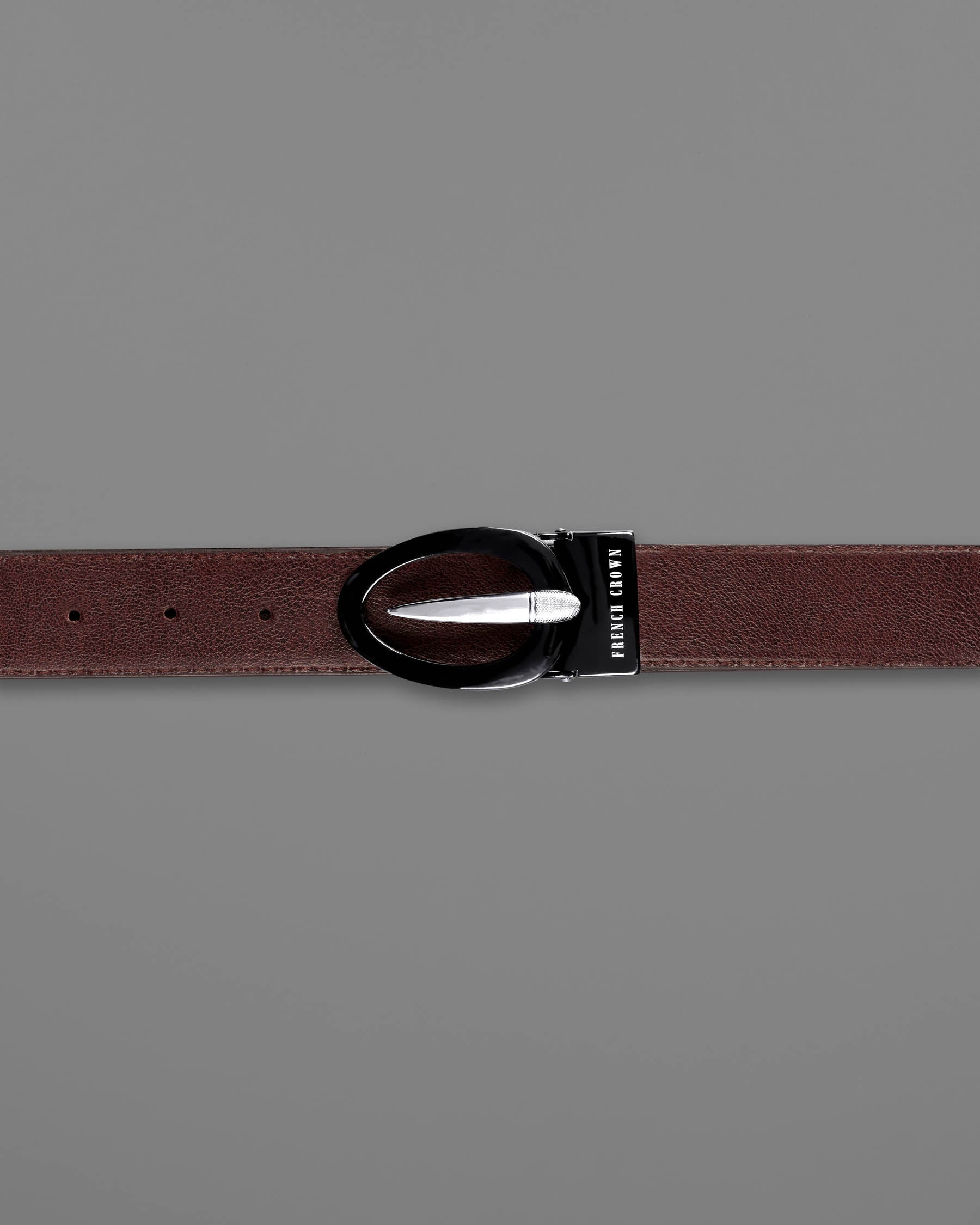 Glossy Black and Silver Oval buckled Reversible jade Black and Brown Slight Textured Vegan Leather Handcrafted Belt BT027-28, BT027-30, BT027-32, BT027-34, BT027-36, BT027-38