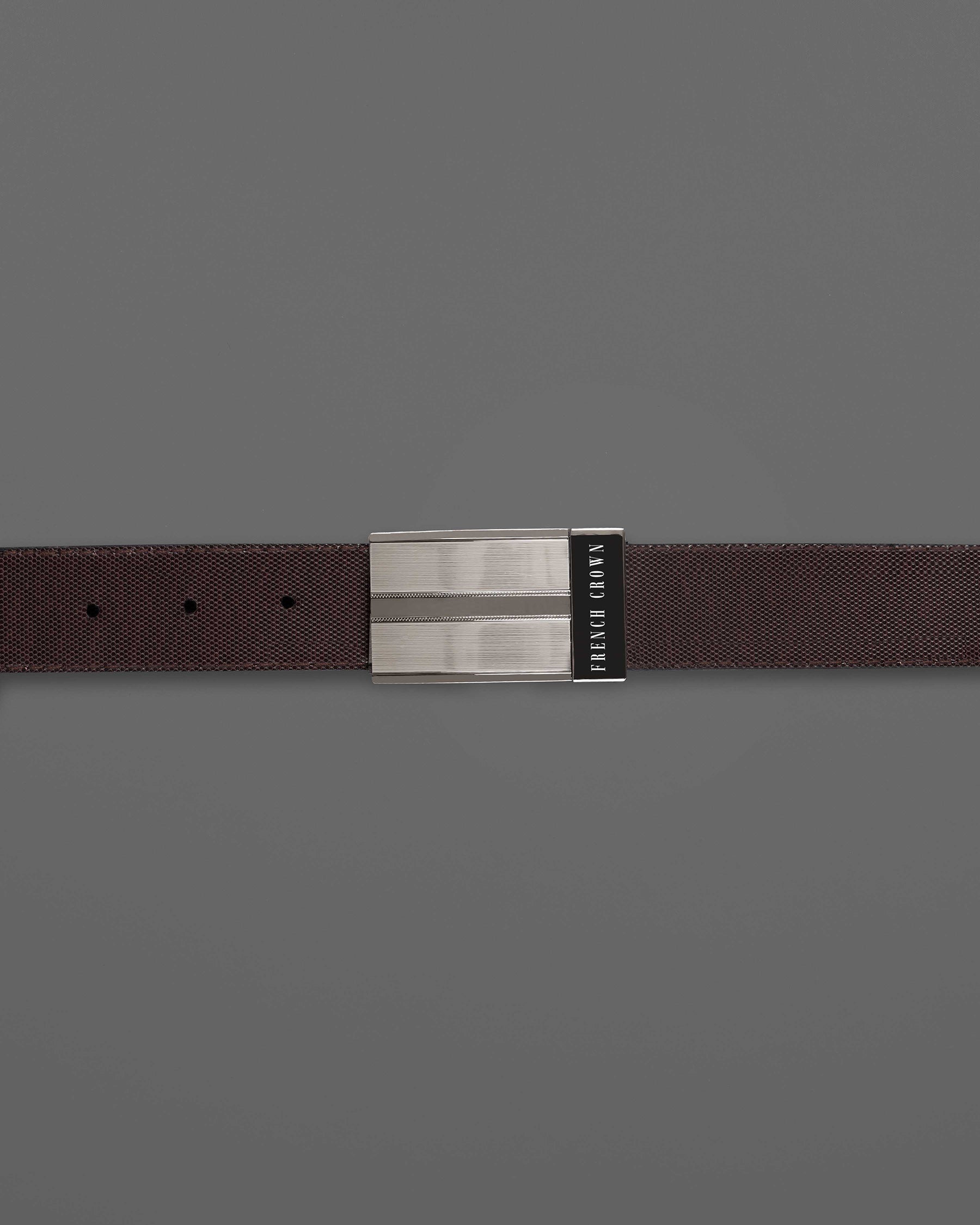 Golden and Black Box Buckle with Jade Black and Brown Leather Free Handcrafted Reversible Belt BT063-28, BT063-30, BT063-32, BT063-34, BT063-36, BT063-38