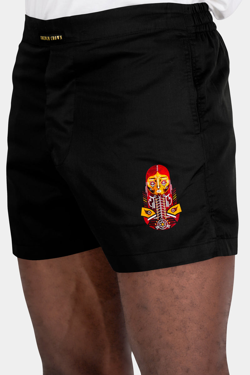 Jade Black Tribal Doll Printed Subtle Sheen Super Soft Premium Cotton Boxers