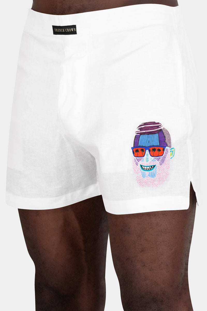Bright White Mulga The Artist Printed Luxurious Linen Boxers