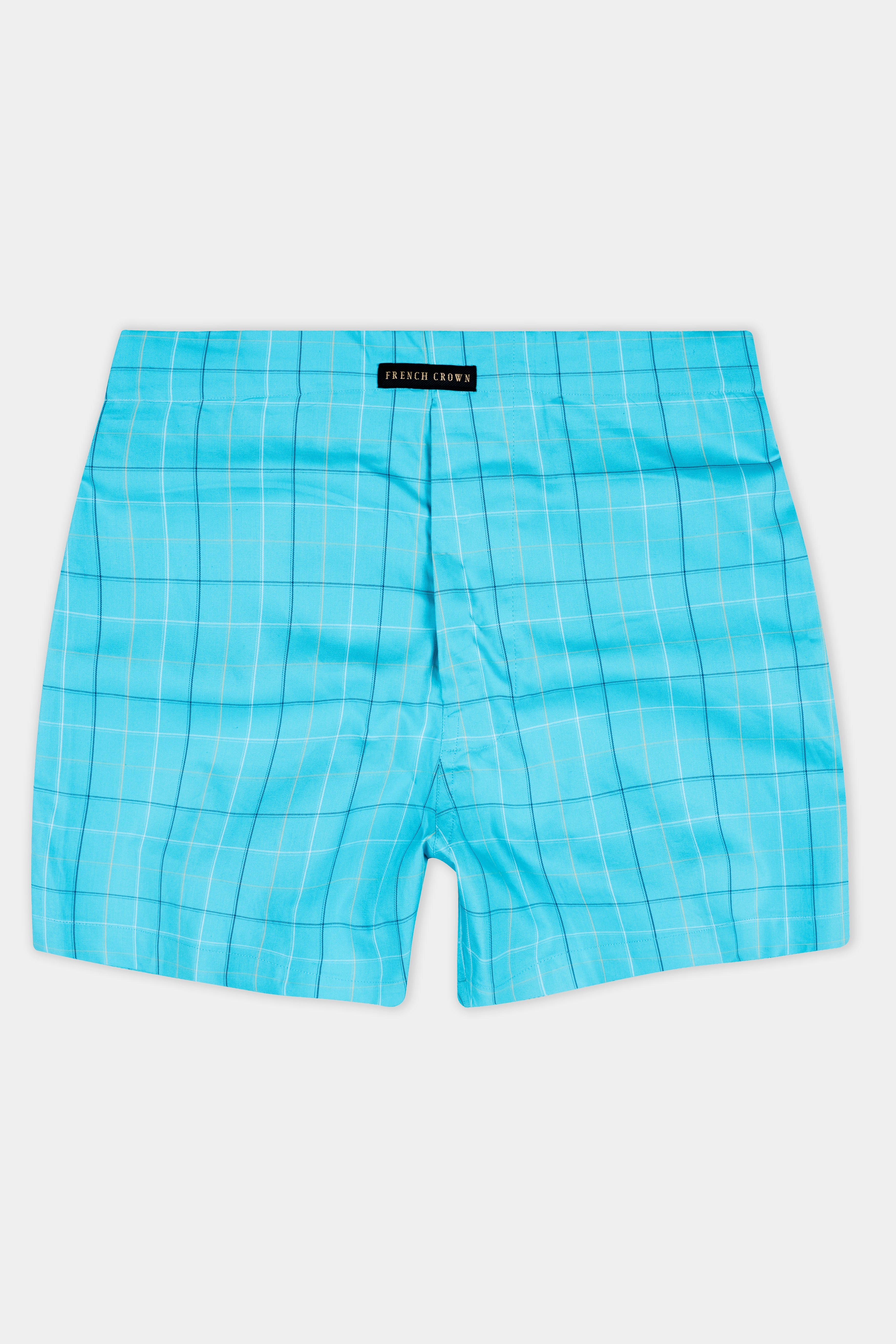 Malibu Blue Windowpane Twill Premium Cotton Boxer