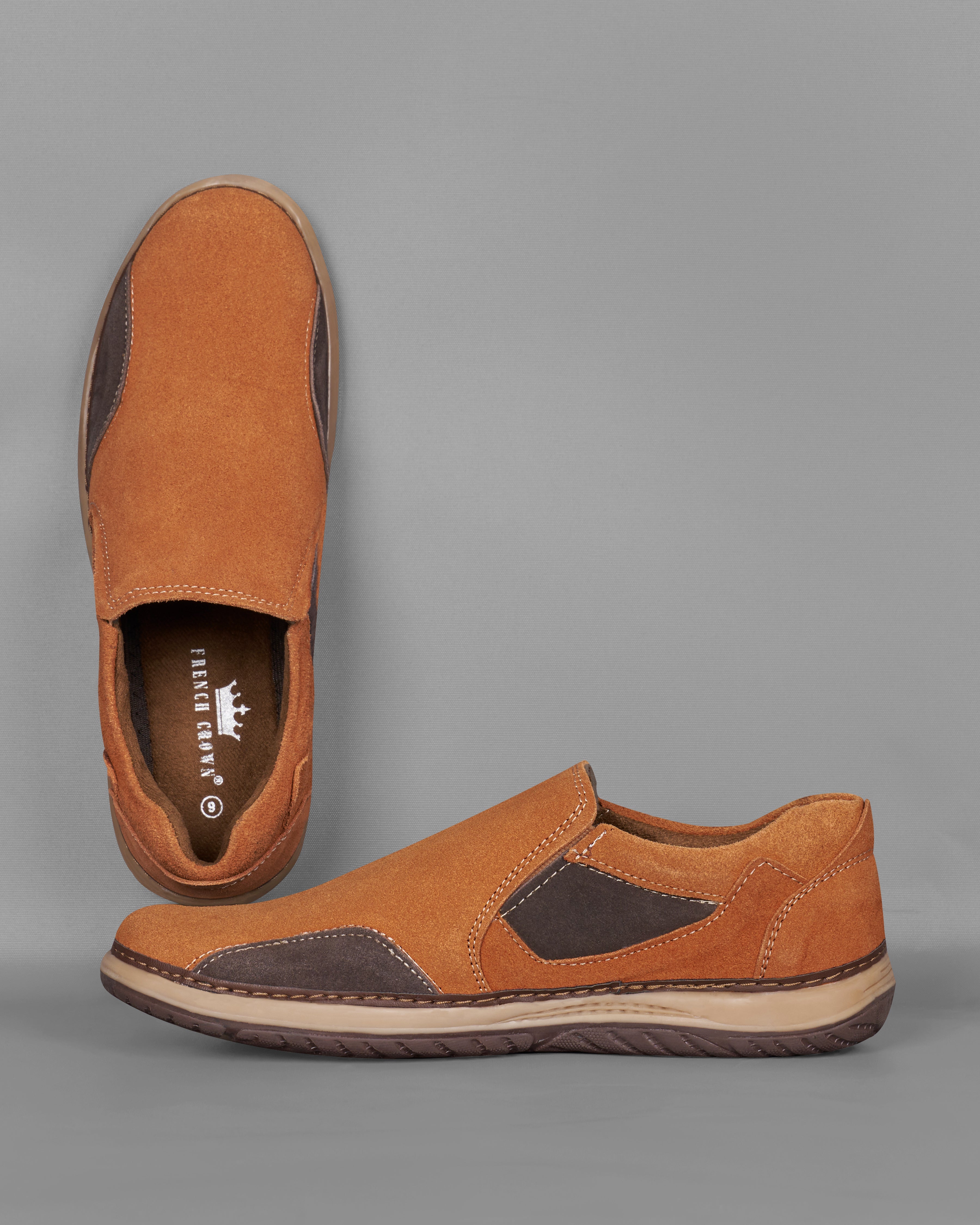 Cinnamon Brown Slip On Suede leather Shoes FT079-6, FT079-7, FT079-8, FT079-9, FT079-10, FT079-11