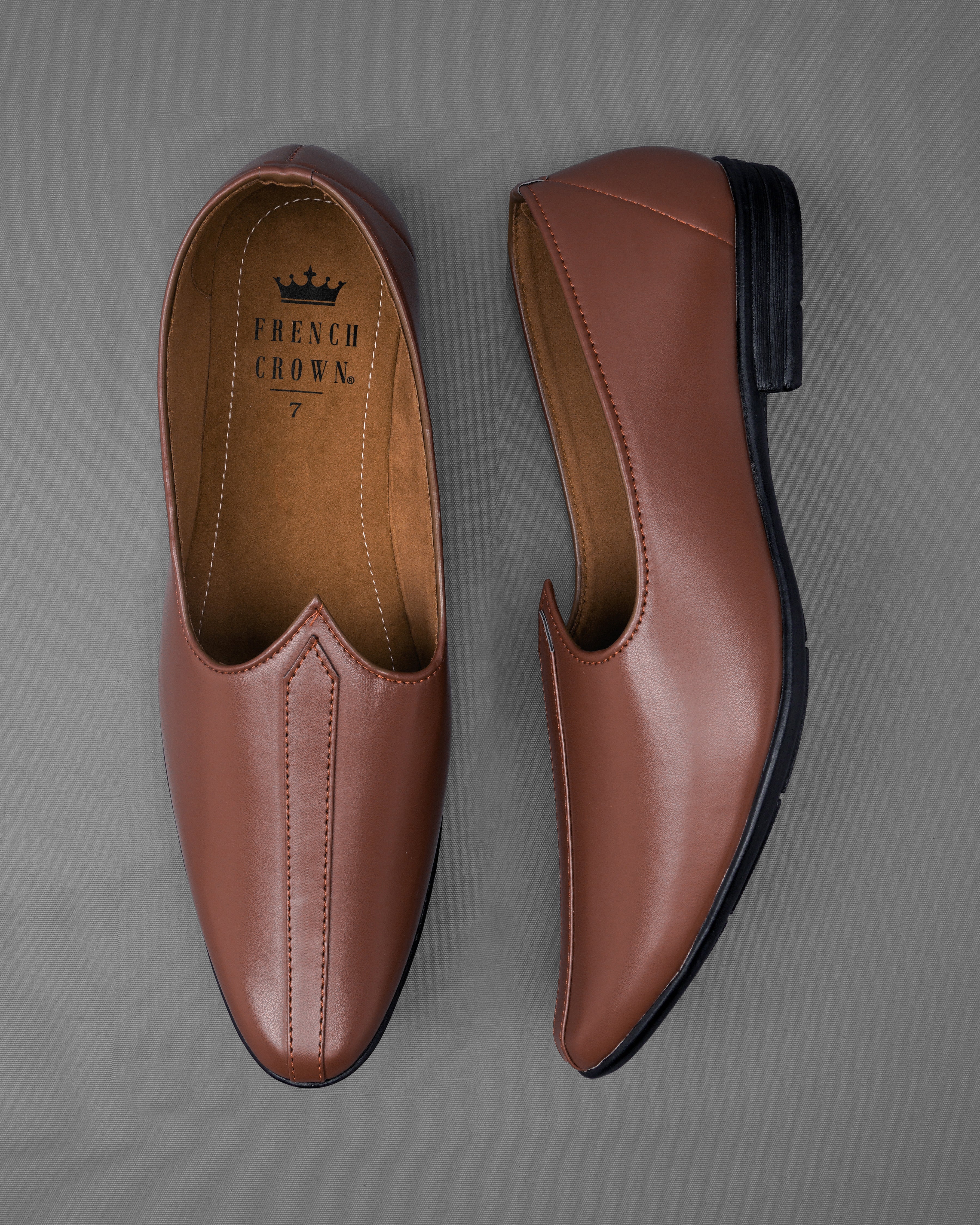 Brown Vegan Leather Hand stitched Jutis FT097-6, FT097-7, FT097-8, FT097-9, FT097-10, FT097-11