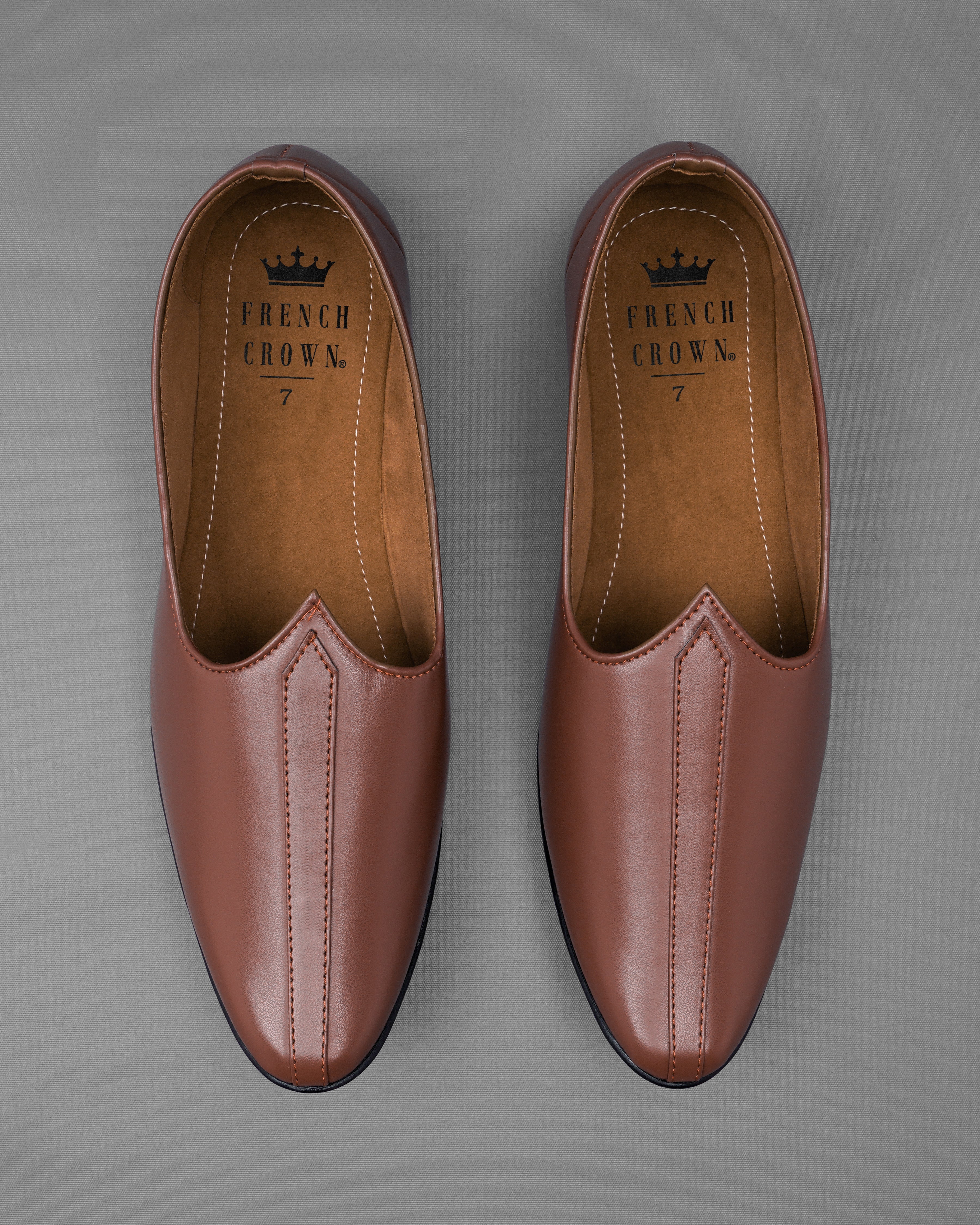 Brown Vegan Leather Hand stitched Jutis FT097-6, FT097-7, FT097-8, FT097-9, FT097-10, FT097-11