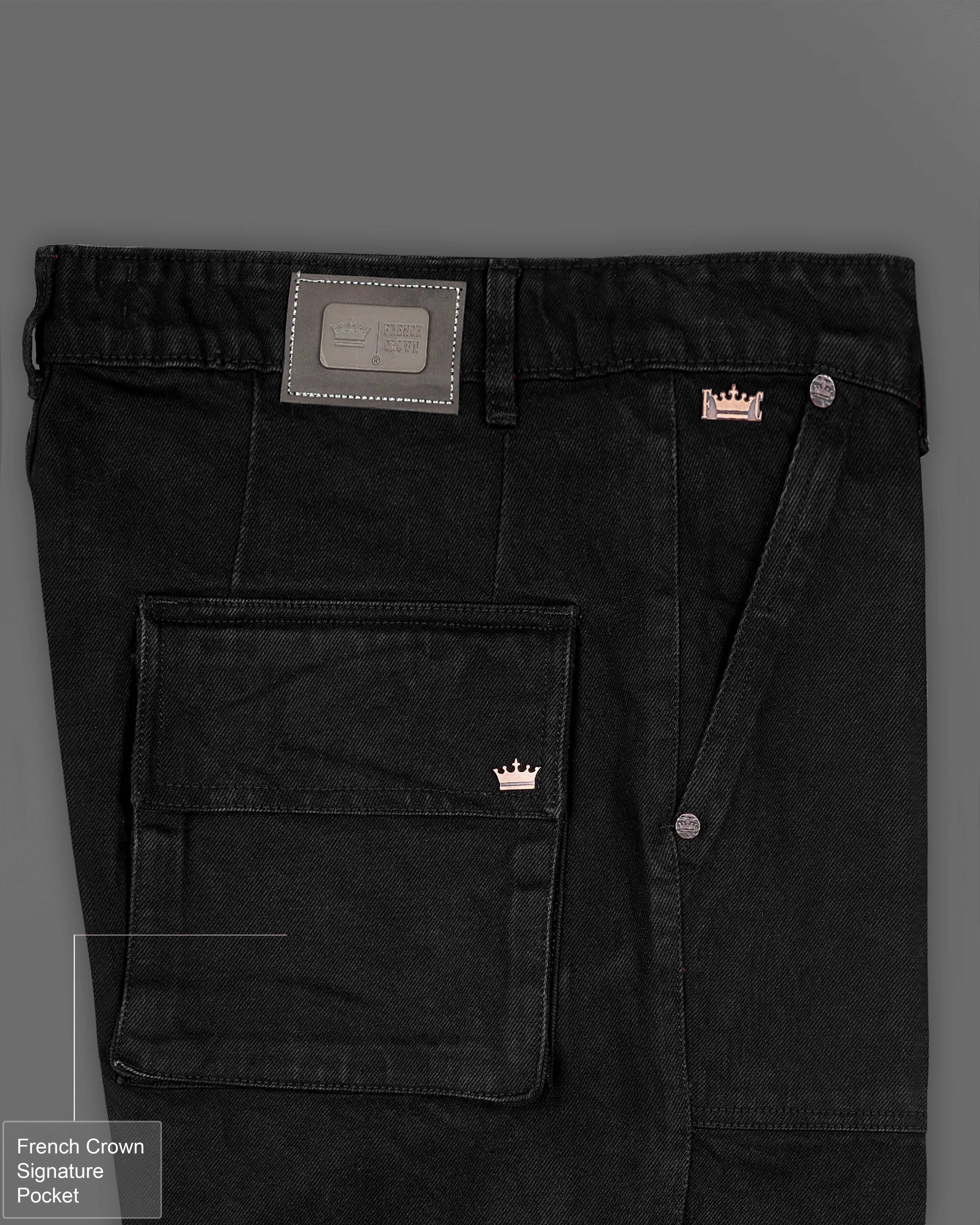 Jade Black Rinse Wash Cargo Denim J169-30, J169-32, J169-34, J169-36, J169-38, J169-40