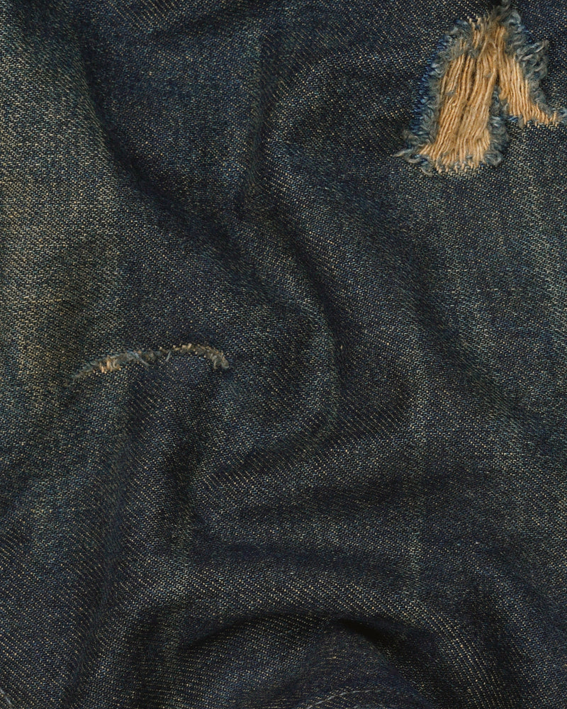 Mirage Black with Antique Brass Brown Mildly Distressed Hand Sanding Denim J207-30, J207-32, J207-34, J207-36, J207-38, J207-40