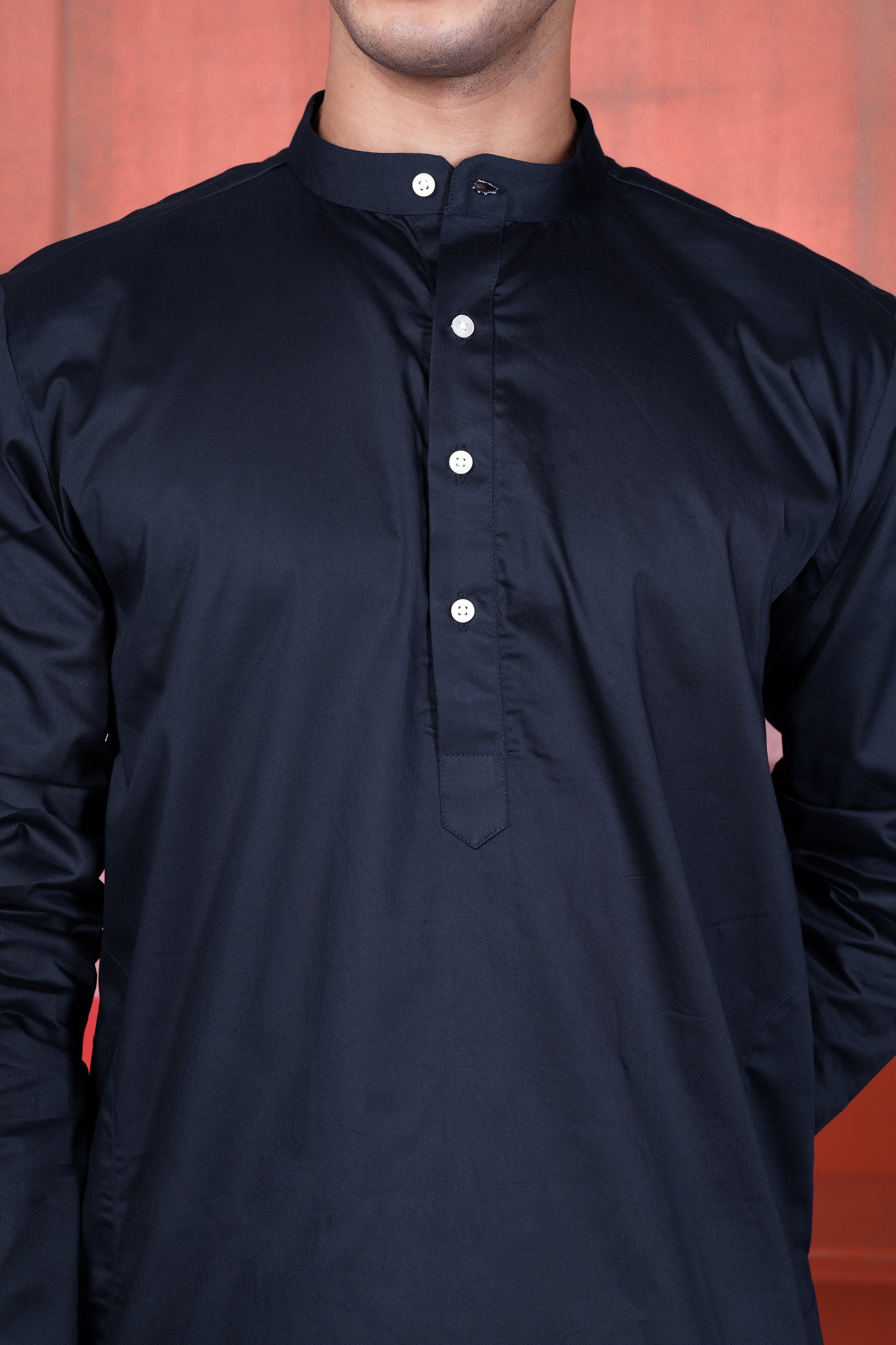 Haiti Blue Kurta with Canray Orange and Catalina Blue Multicolour Cotton Thread Embroidered Designer Nehru Jacket KPNJ140-38, KPNJ140-39, KPNJ140-40, KPNJ140-42, KPNJ140-44, KPNJ140-46, KPNJ140-48, KPNJ140-50, KPNJ140-52