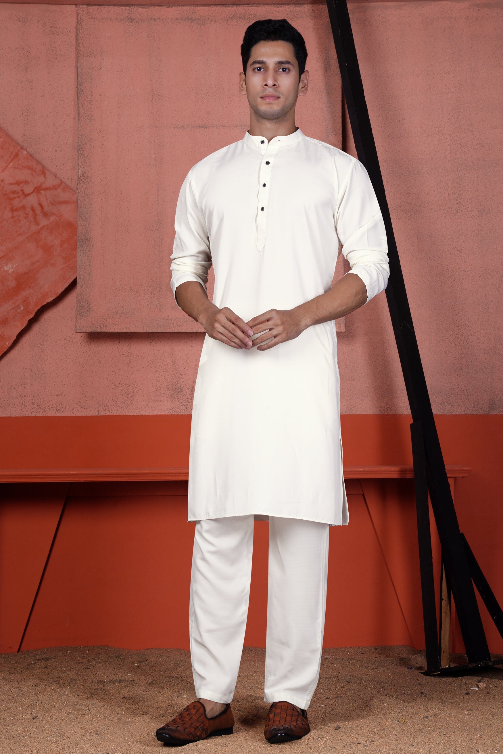 Bright White Kurta with Pansy Purple Cotton Thread Embroidered Viscose Designer Nehru Jacket