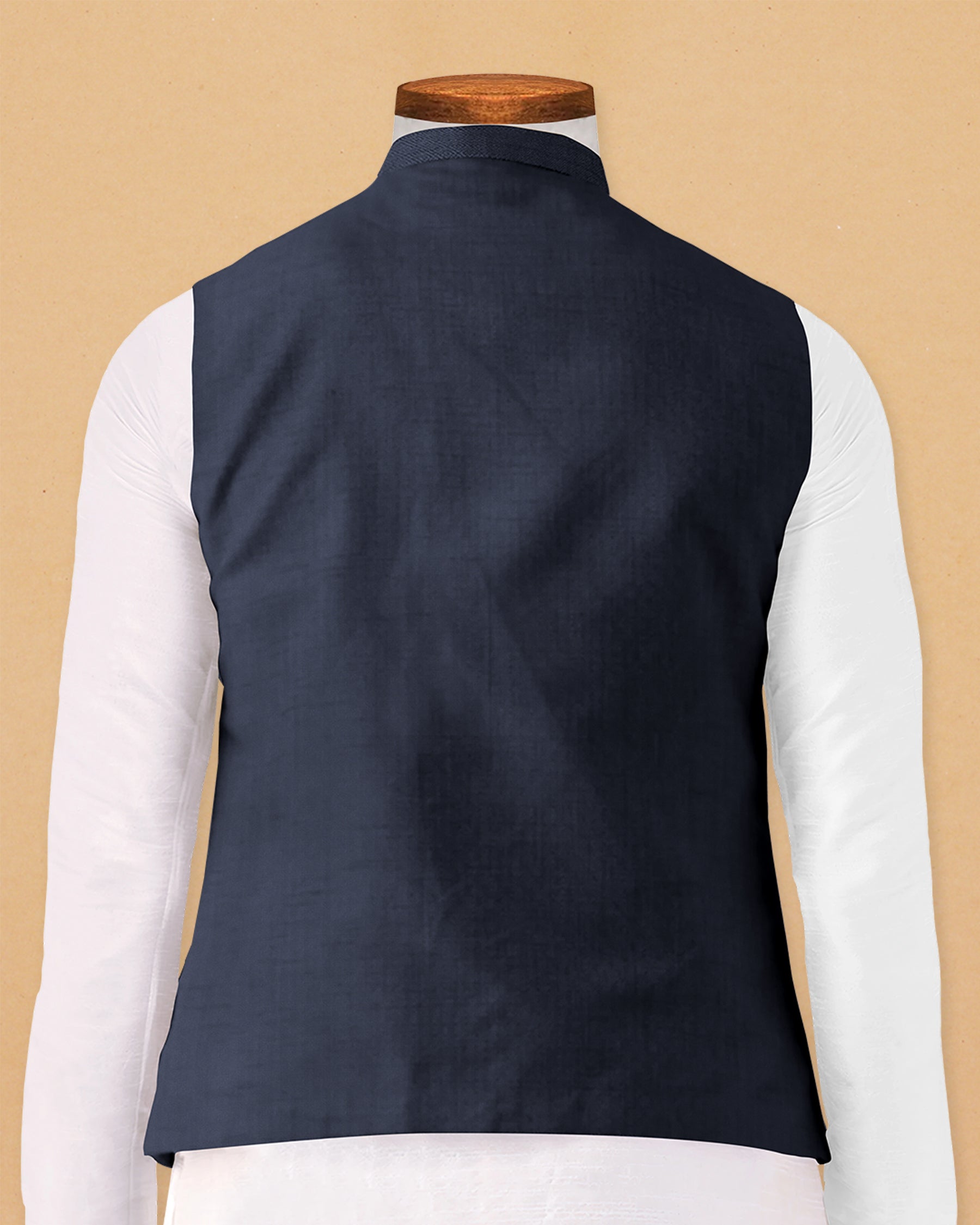 Blue Wool Blend Nehru Jacket