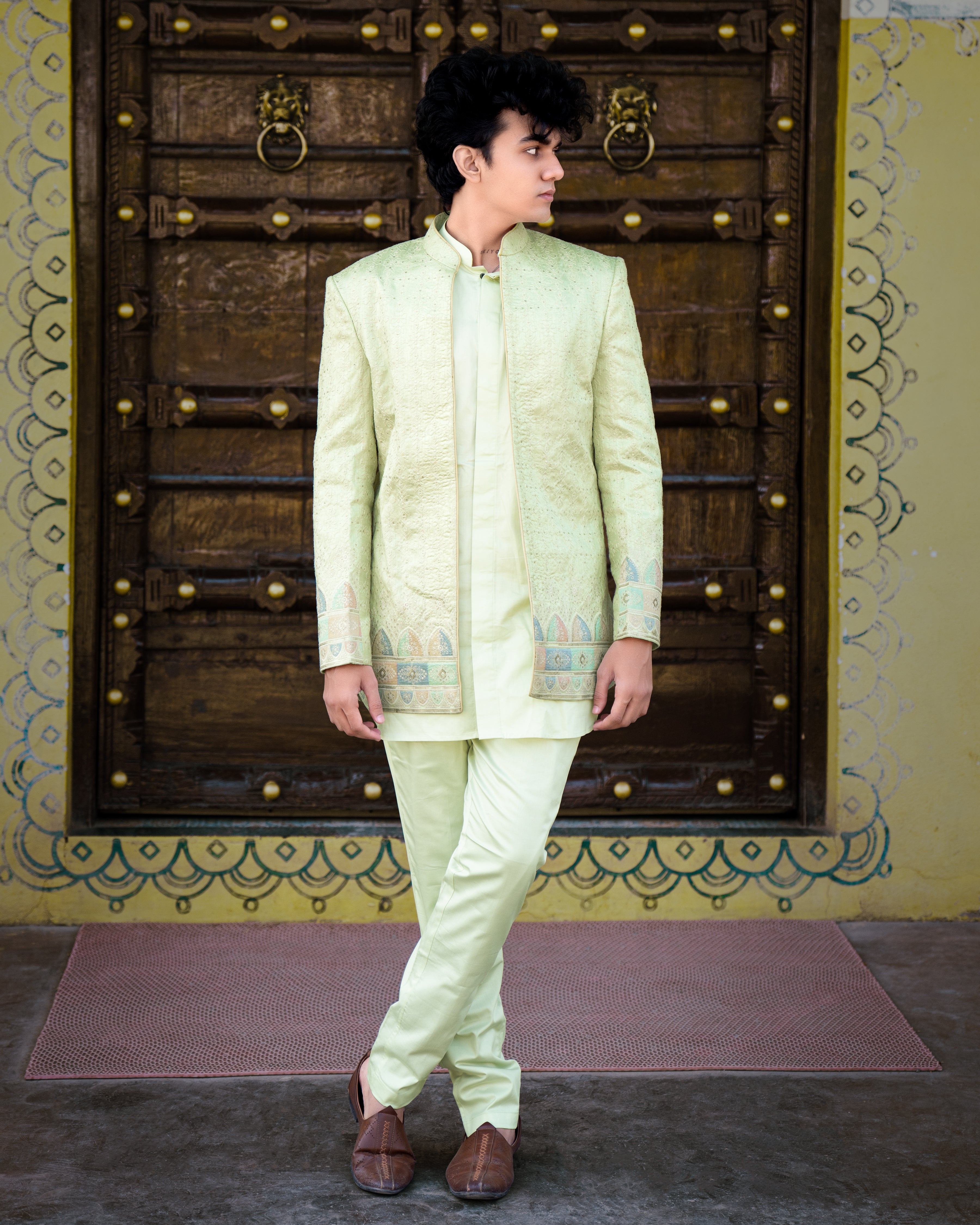 Surf Crest Green Embroidered Jodhpuri with Kurta Shirt and Pants Set SH014-SRW19-36, SH014-SRW19-38, SH014-SRW19-40, SH014-SRW19-42, SH014-SRW19-44, SH014-SRW19-46, SH014-SRW19-48, SH014-SRW19-50, SH014-SRW19-52, SH014-SRW19-54, SH014-SRW19-56, SH014-SRW19-58, SH014-SRW19-60