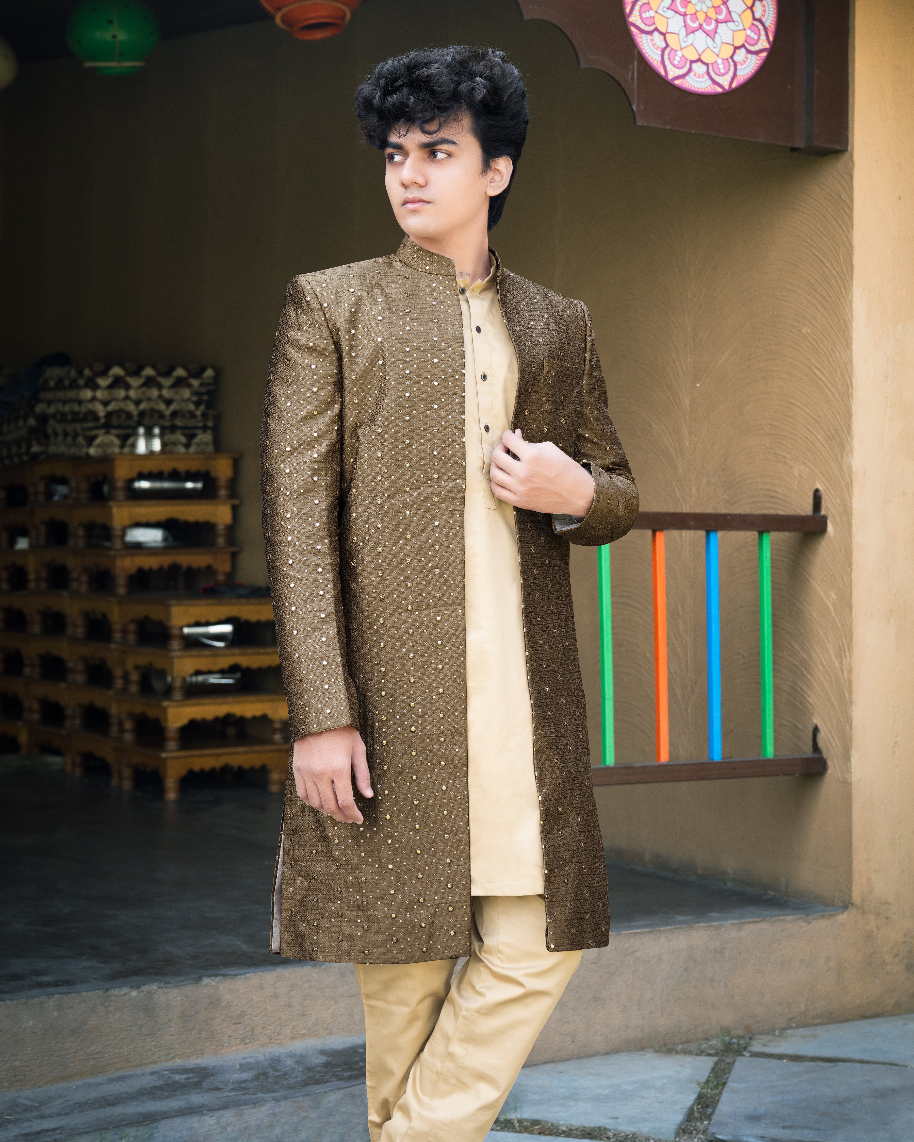 Dark Taube Brown Sherwani Jacket SHR015-SRW13-36, SHR015-SRW13-38, SHR015-SRW13-40, SHR015-SRW13-42, SHR015-SRW13-44, SHR015-SRW13-46, SHR015-SRW13-48, SHR015-SRW13-50, SHR015-SRW13-52, SHR015-SRW13-54, SHR015-SRW13-56, SHR015-SRW13-58, SHR015-SRW13-60.