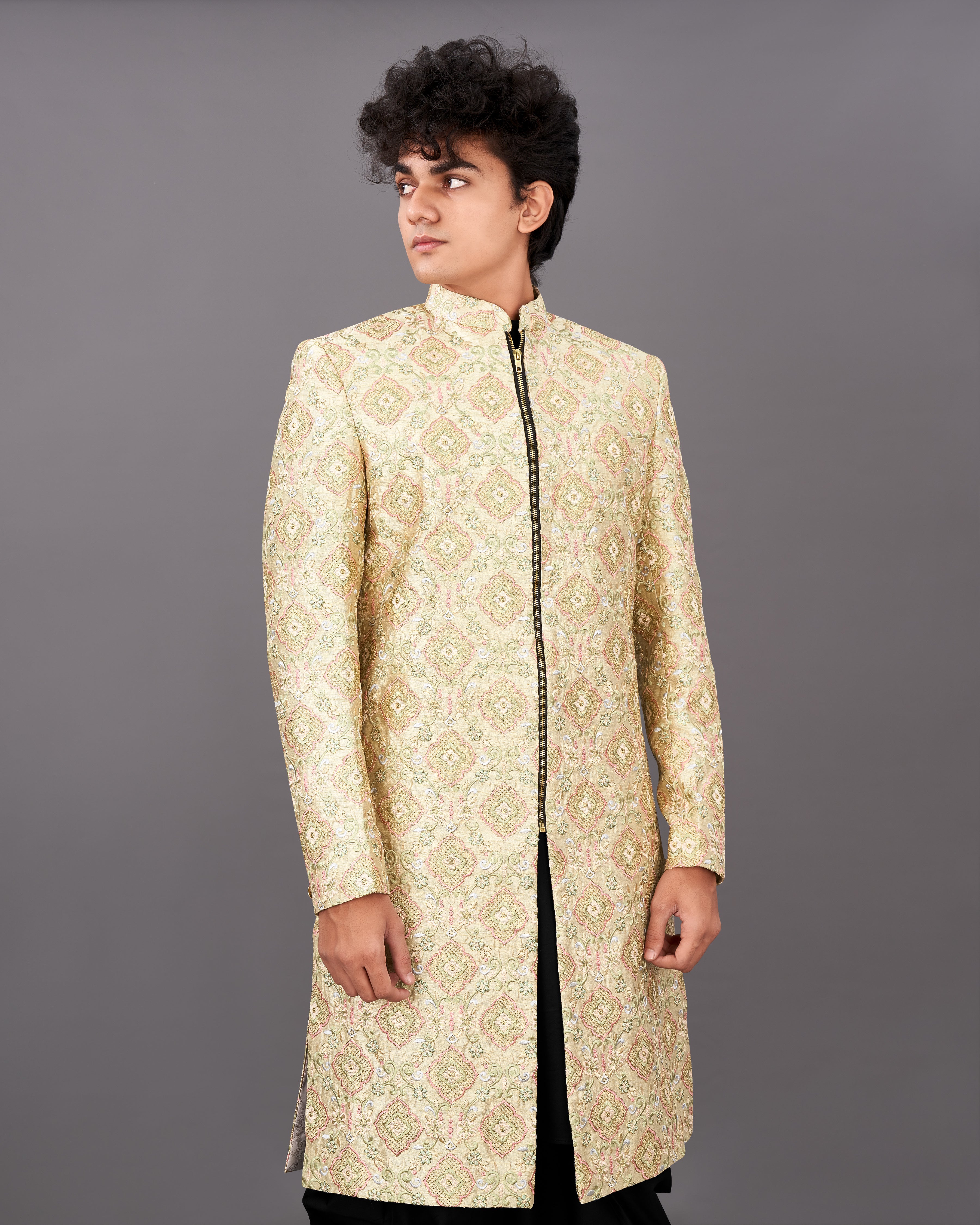 Navajo Brown with Oyster Peach and Sequence Embroidered Sherwani with Kurta and Pyjama Set SHR023-SRW10-36, SHR023-SRW10-38, SHR023-SRW10-40, SHR023-SRW10-42, SHR023-SRW10-44, SHR023-SRW10-46, SHR023-SRW10-48, SHR023-SRW10-50, SHR023-SRW10-52, SHR023-SRW10-54, SHR023-SRW10-56, SHR023-SRW10-58, SHR023-SRW10-60