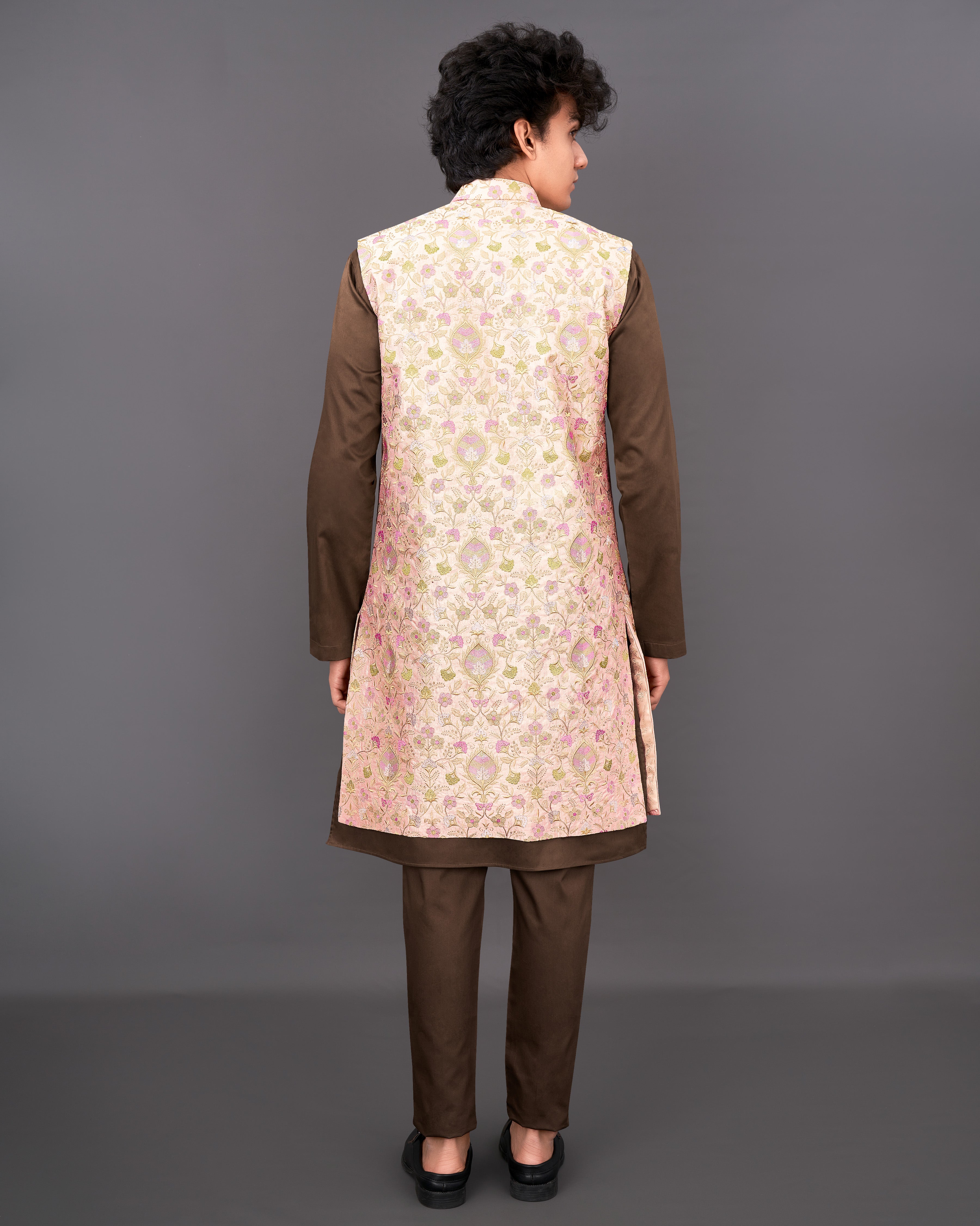 Mandys Peach Embroidered Sleeveless Indo-Western with Kurta and Pants Set SHR038-SRW28-36, SHR038-SRW28-38, SHR038-SRW28-40, SHR038-SRW28-42, SHR038-SRW28-44, SHR038-SRW28-46, SHR038-SRW28-48, SHR038-SRW28-50, SHR038-SRW28-52, SHR038-SRW28-54, SHR038-SRW28-56, SHR038-SRW28-58, SHR038-SRW28-60