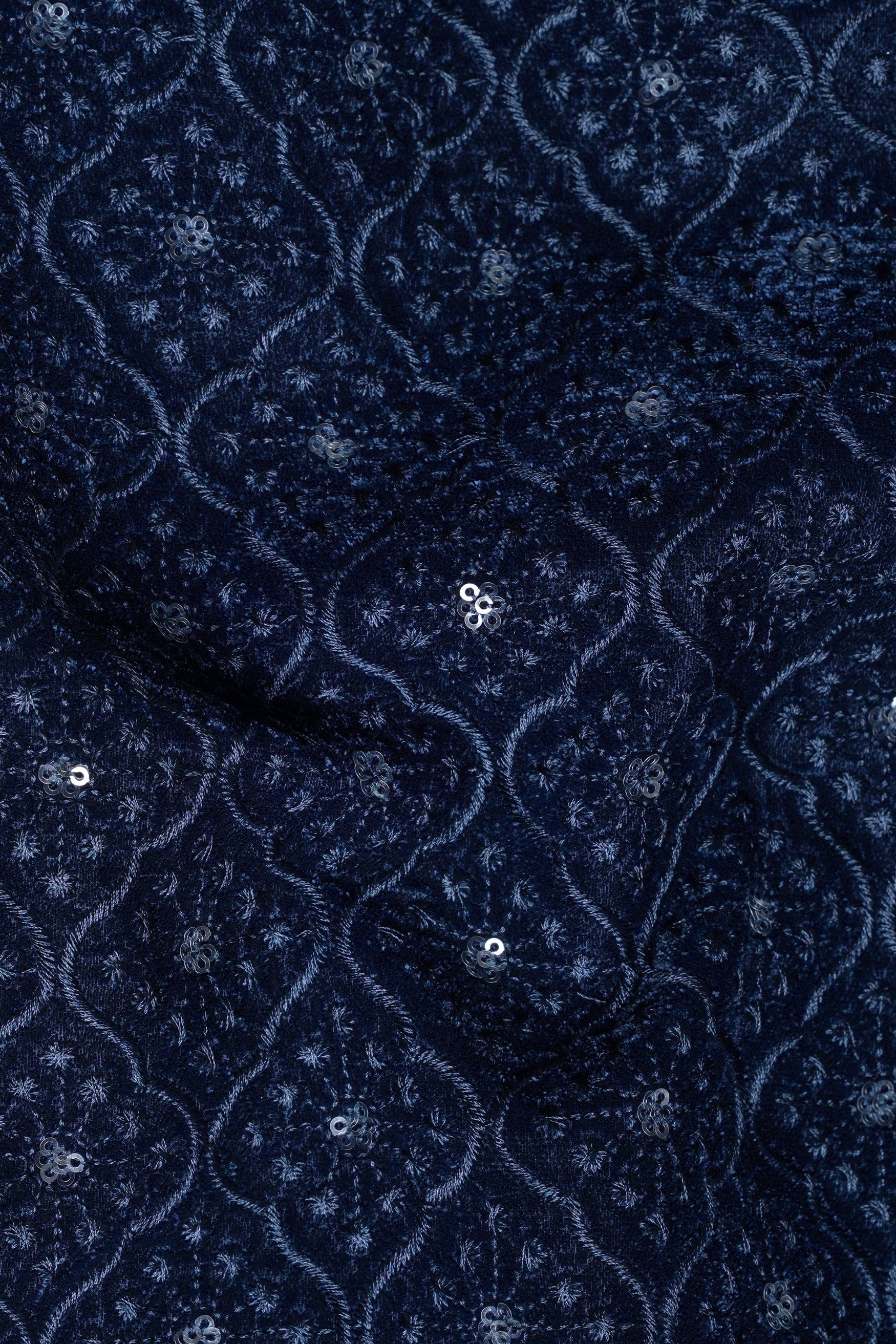 Cloud Burst and Haiti Blue Moroccan Thread and Sequin Embroidered Indo-Western