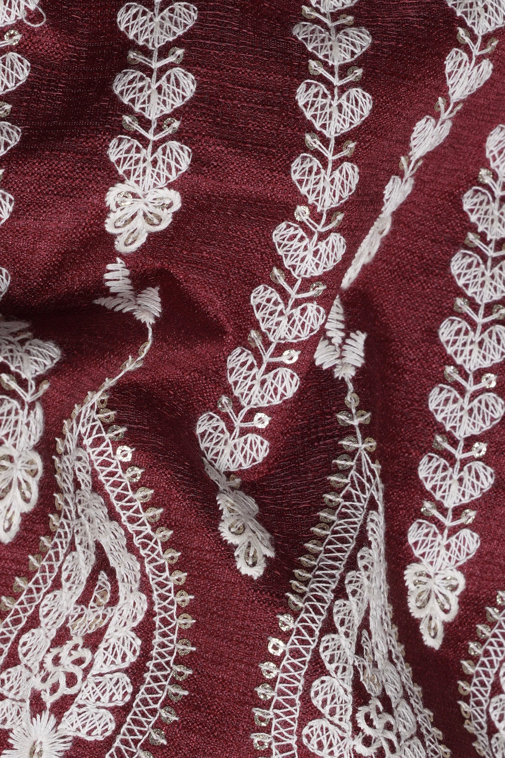 Irish Maroon and Cream Thread Embroidered Indo-Western with Koti