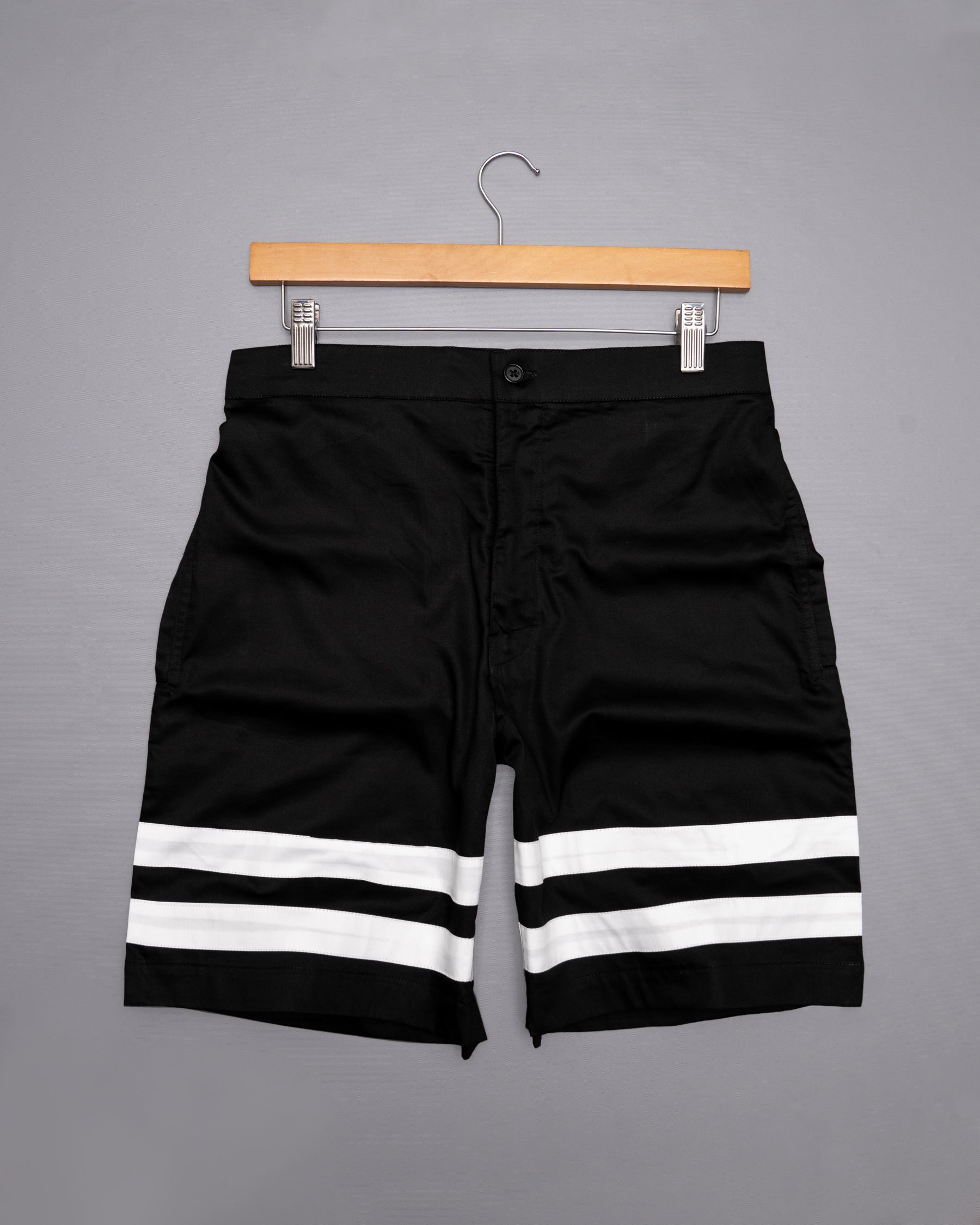 Jade Black with White Striped Designer Premium Cotton Shorts SR111-28, SR111-30, SR111-32, SR111-34, SR111-36, SR111-38, SR111-40, SR111-42, SR111-44