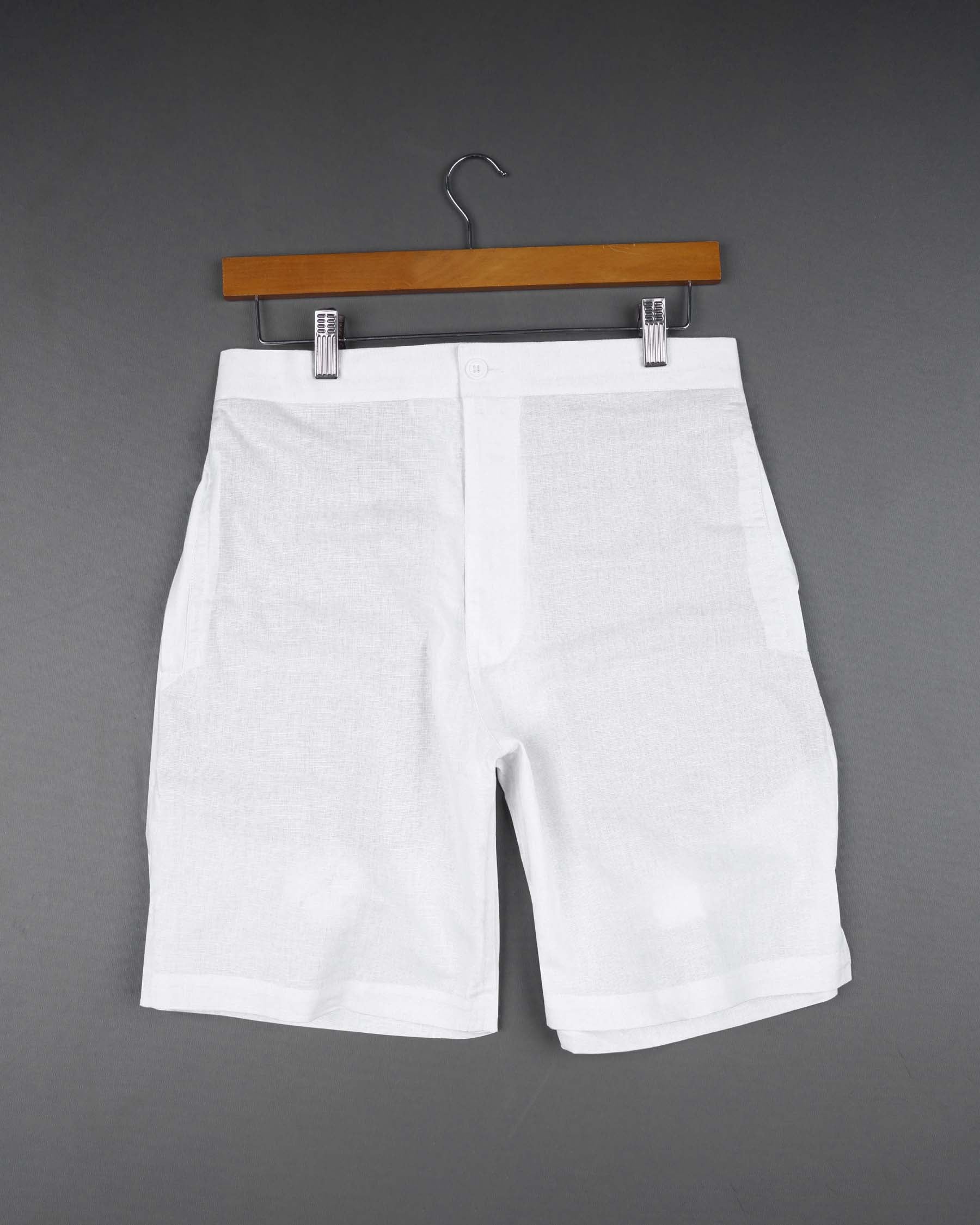 BRIGHT WHITE PREMIUM LINEN SHORTS SR138-28, SR138-30, SR138-32, SR138-34, SR138-36, SR138-38, SR138-40, SR138-42, SR138-44