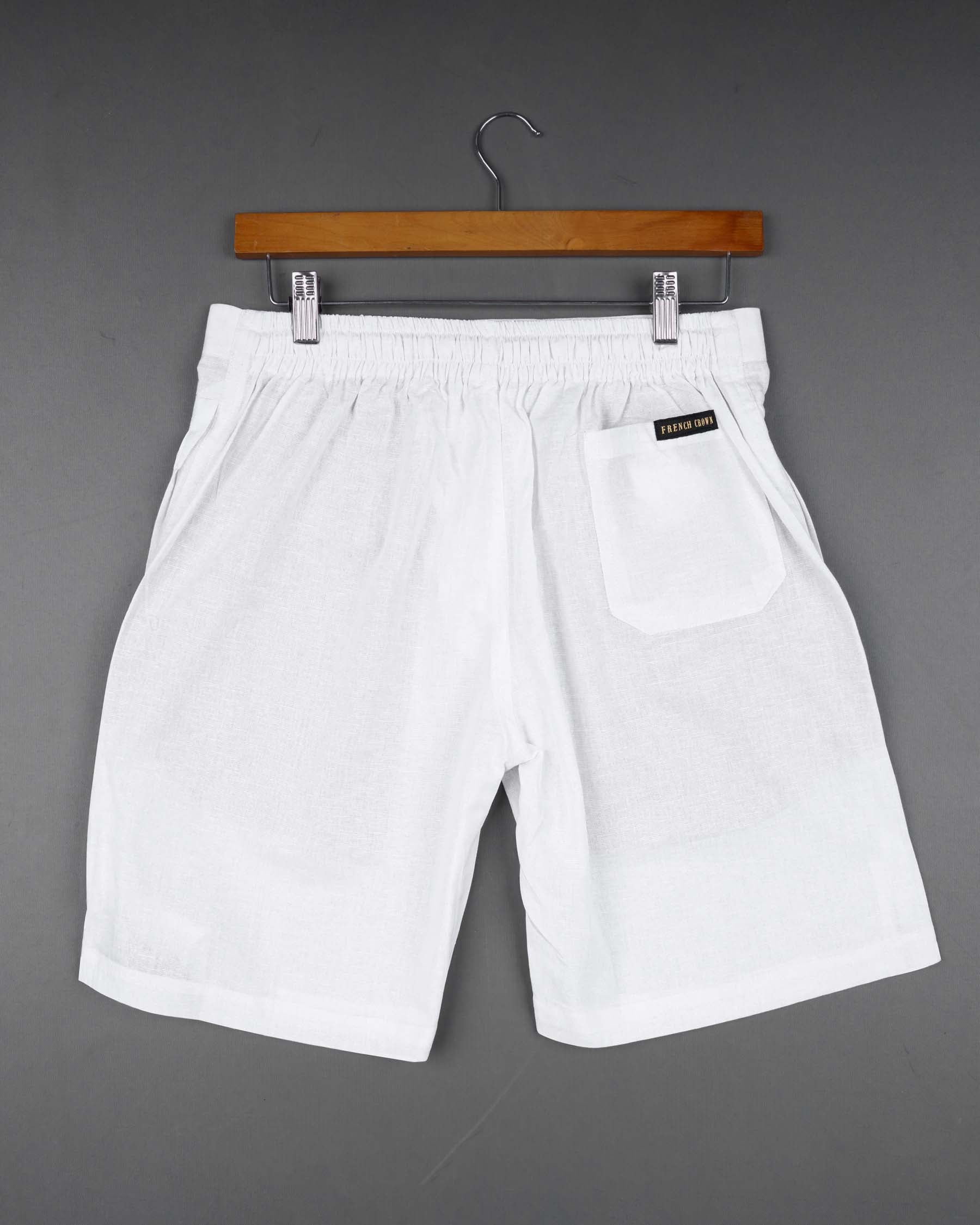BRIGHT WHITE PREMIUM LINEN SHORTS SR138-28, SR138-30, SR138-32, SR138-34, SR138-36, SR138-38, SR138-40, SR138-42, SR138-44
