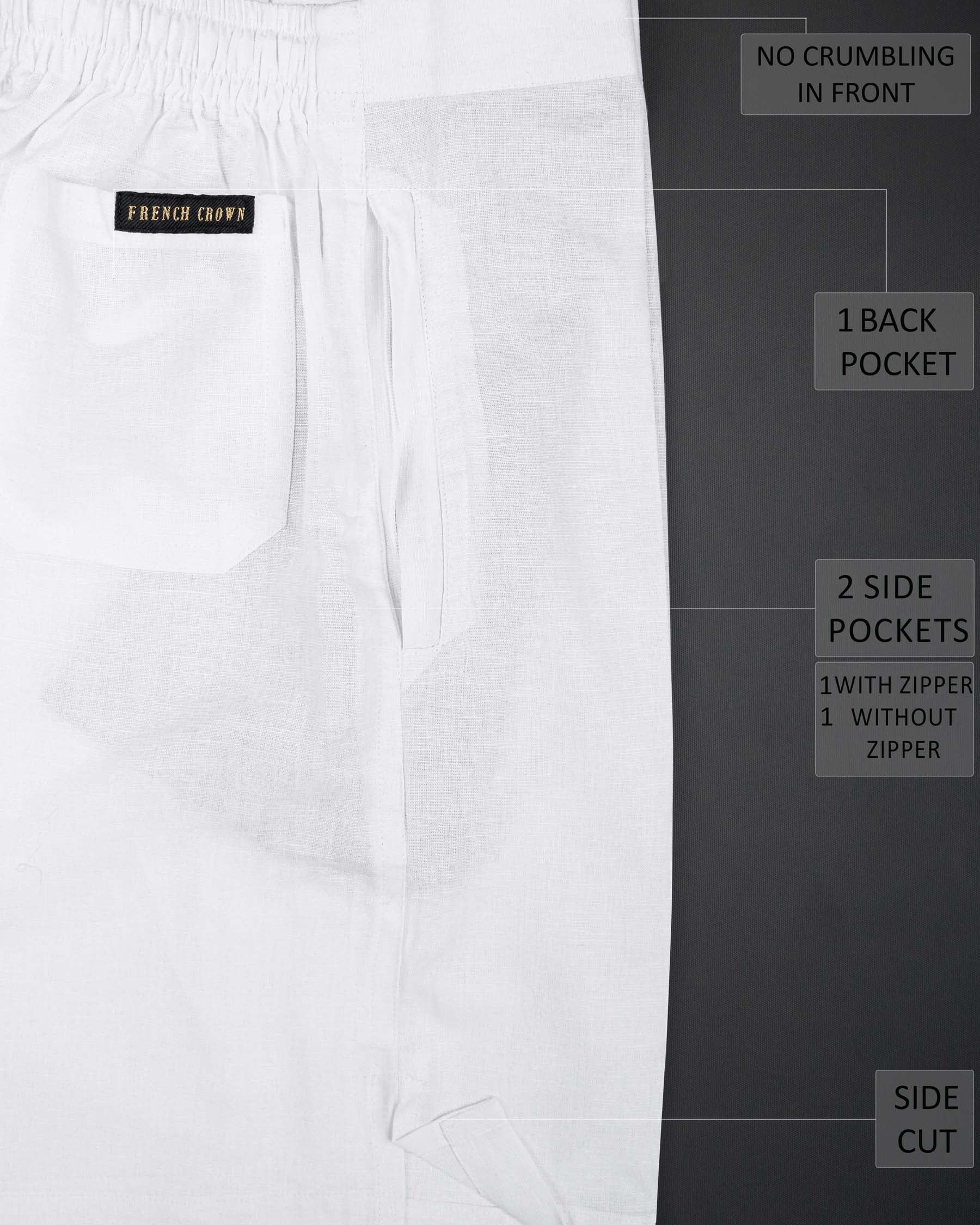 BRIGHT WHITE PREMIUM LINEN SHORTS SR138-28, SR138-30, SR138-32, SR138-34, SR138-36, SR138-38, SR138-40, SR138-42, SR138-44
