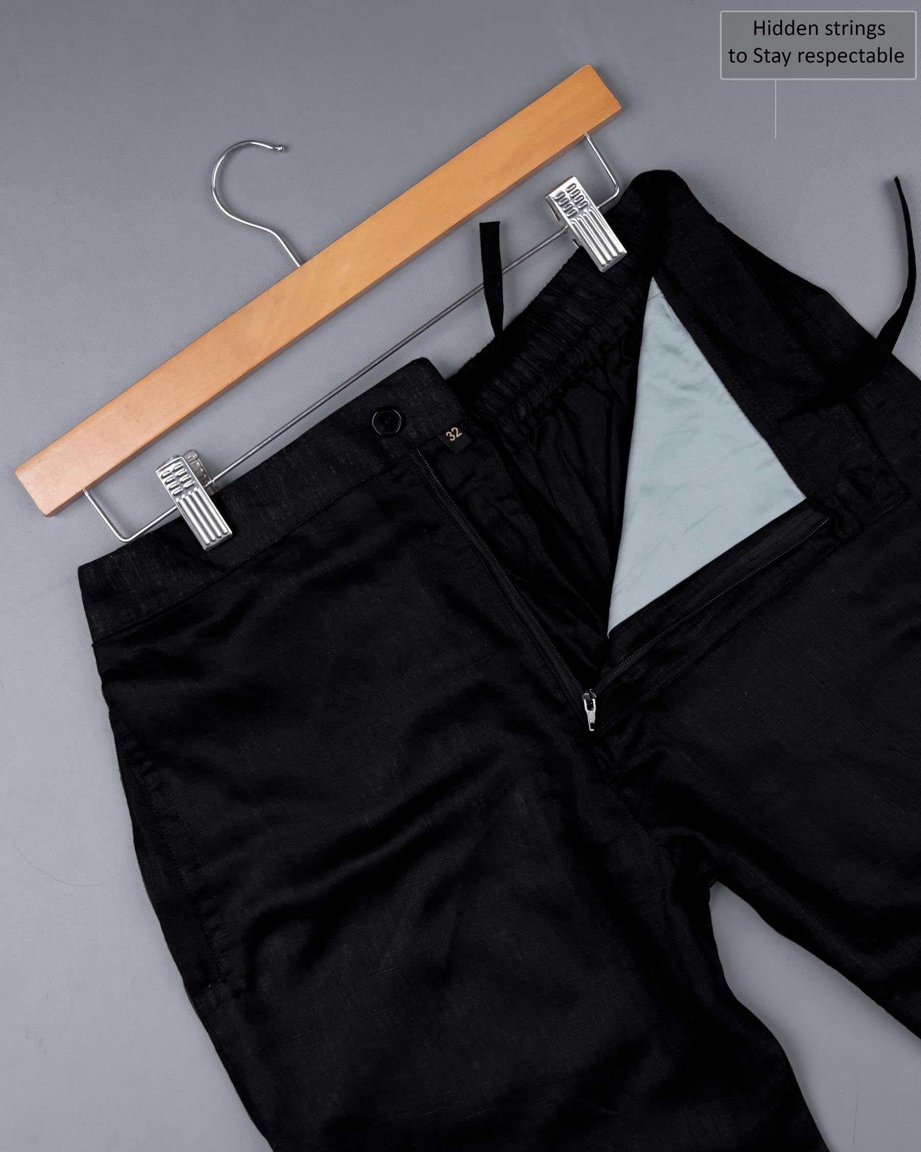 JADE BLACK PREMIUM LINEN SHORTS SR139-28, SR139-30, SR139-32, SR139-34, SR139-36, SR139-38, SR139-40, SR139-42, SR139-44