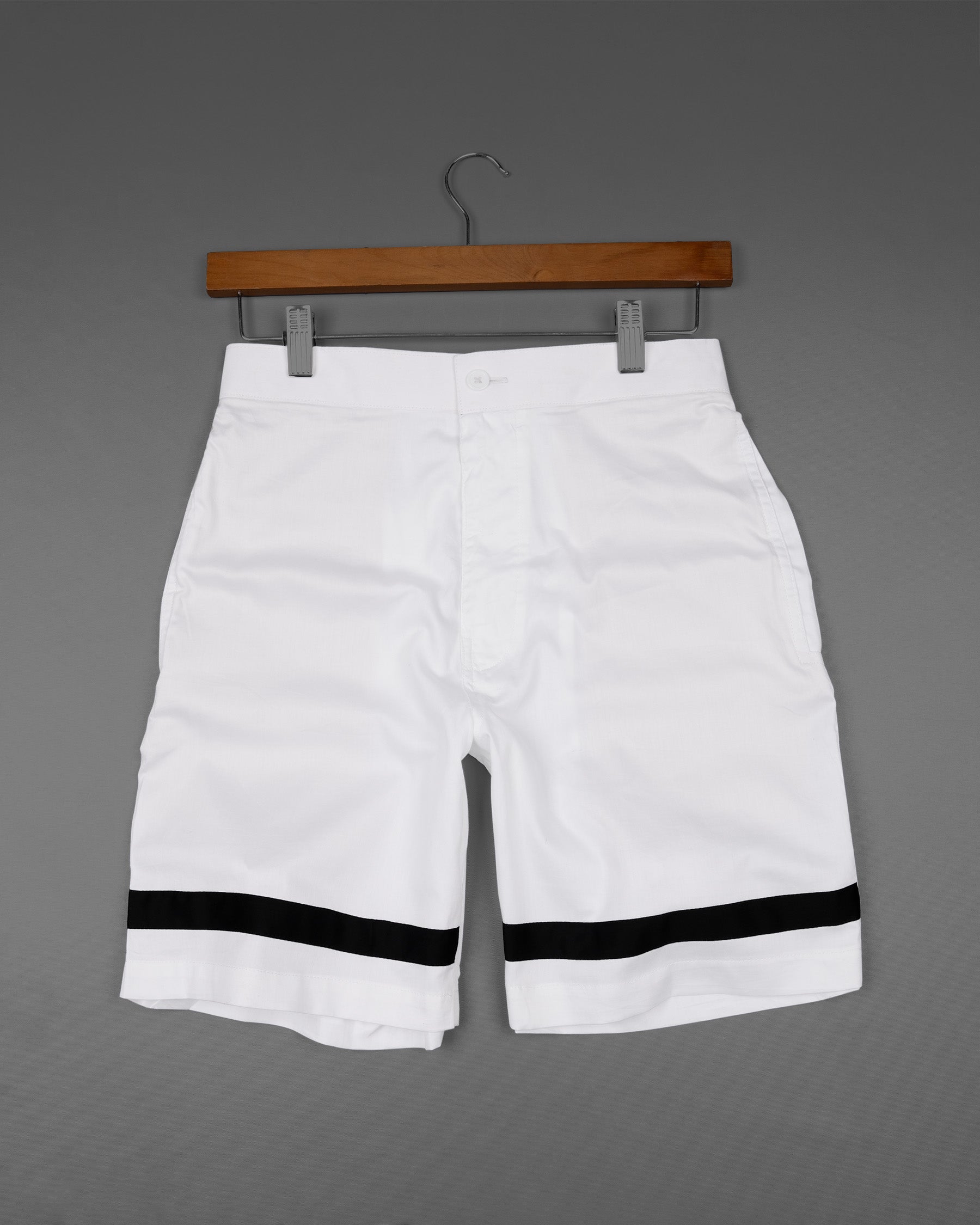 Bright White with Black Striped Super Soft Premium Cotton Designer Shorts SR152-28, SR152-30, SR152-32, SR152-34, SR152-36, SR152-38, SR152-40, SR152-42, SR152-44