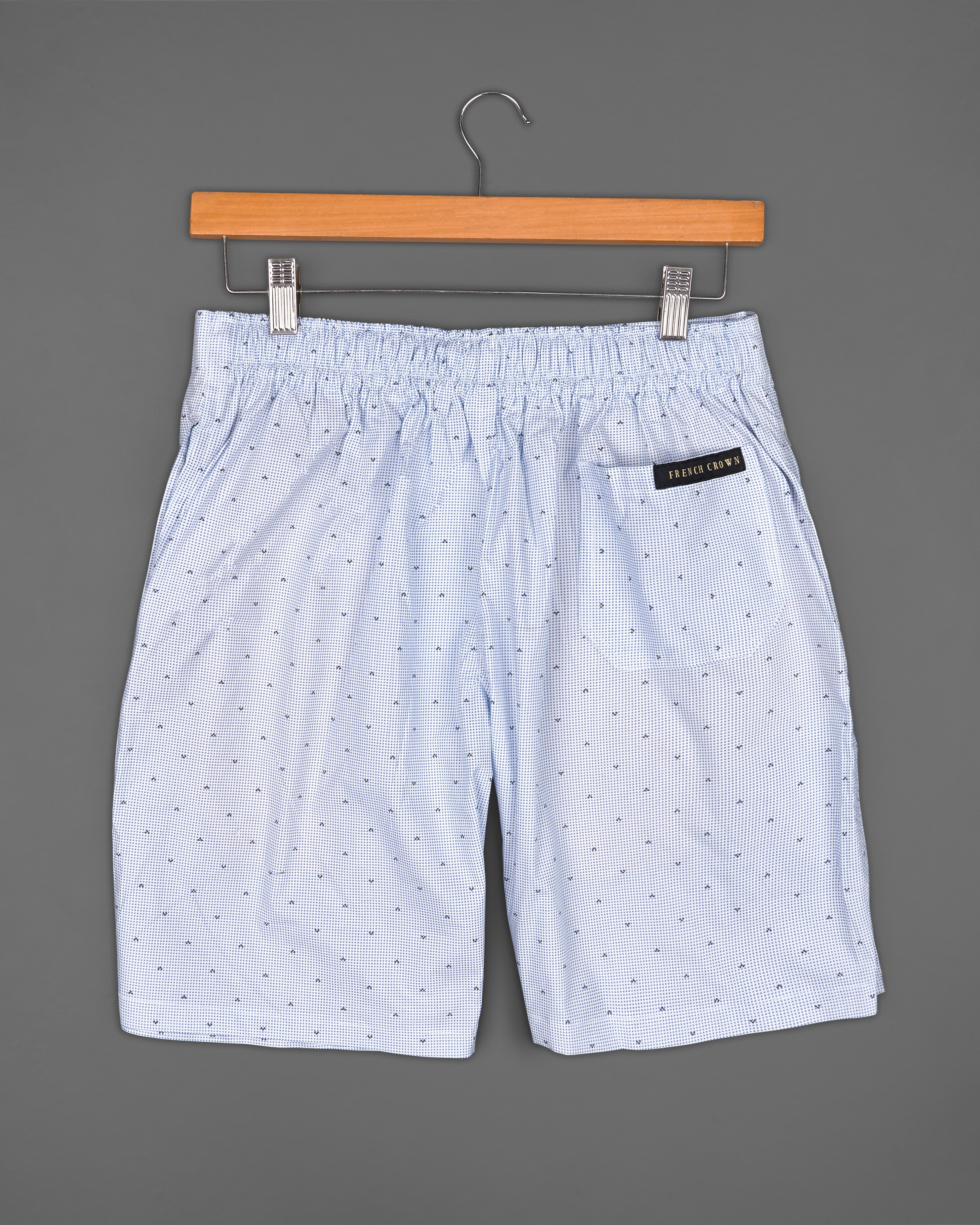 Danube Blue and White Printed Premium Cotton Shorts SR199-28, SR199-30, SR199-32, SR199-34, SR199-36, SR199-38, SR199-40, SR199-42, SR199-44