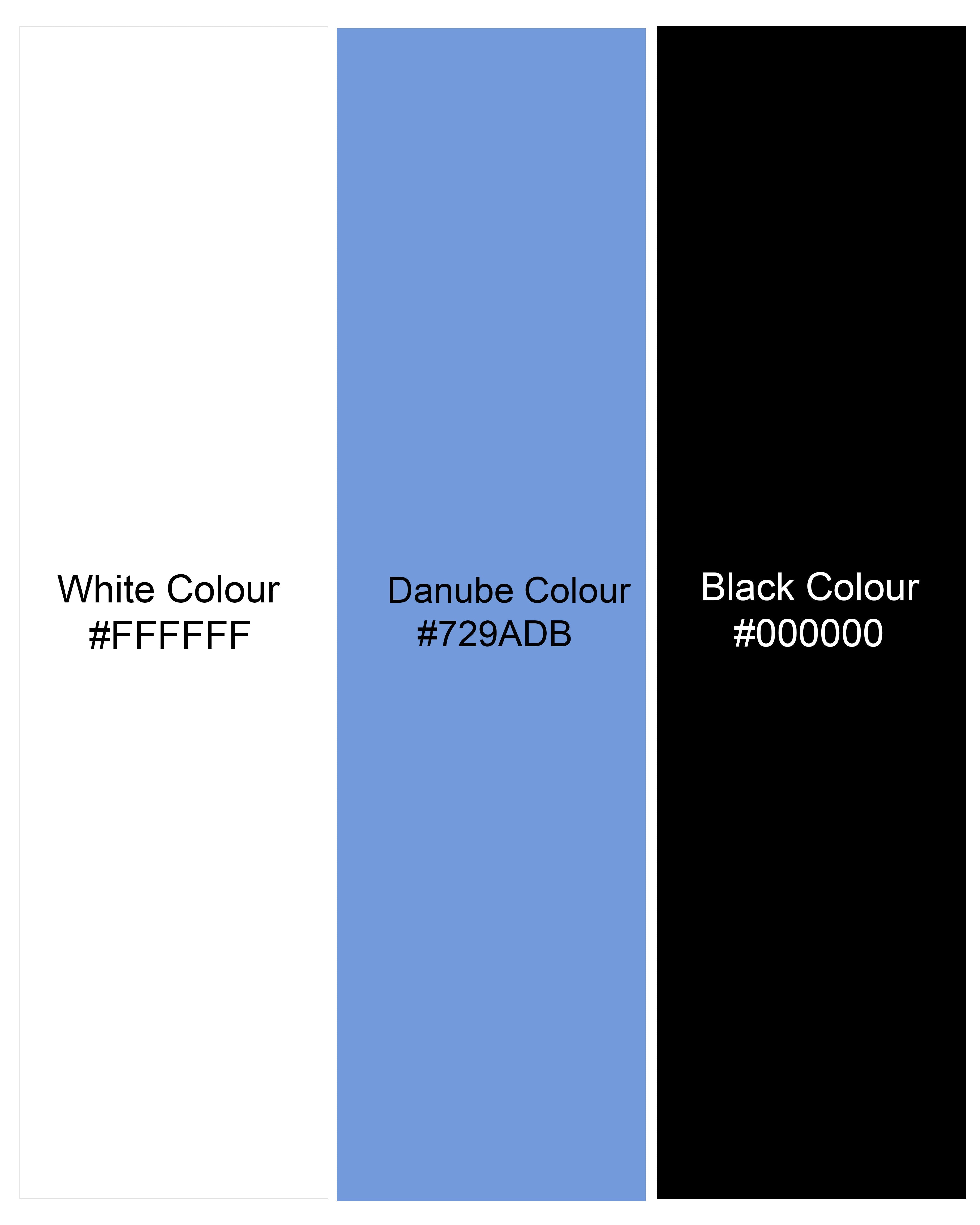 Danube Blue and White Printed Premium Cotton Shorts SR199-28, SR199-30, SR199-32, SR199-34, SR199-36, SR199-38, SR199-40, SR199-42, SR199-44