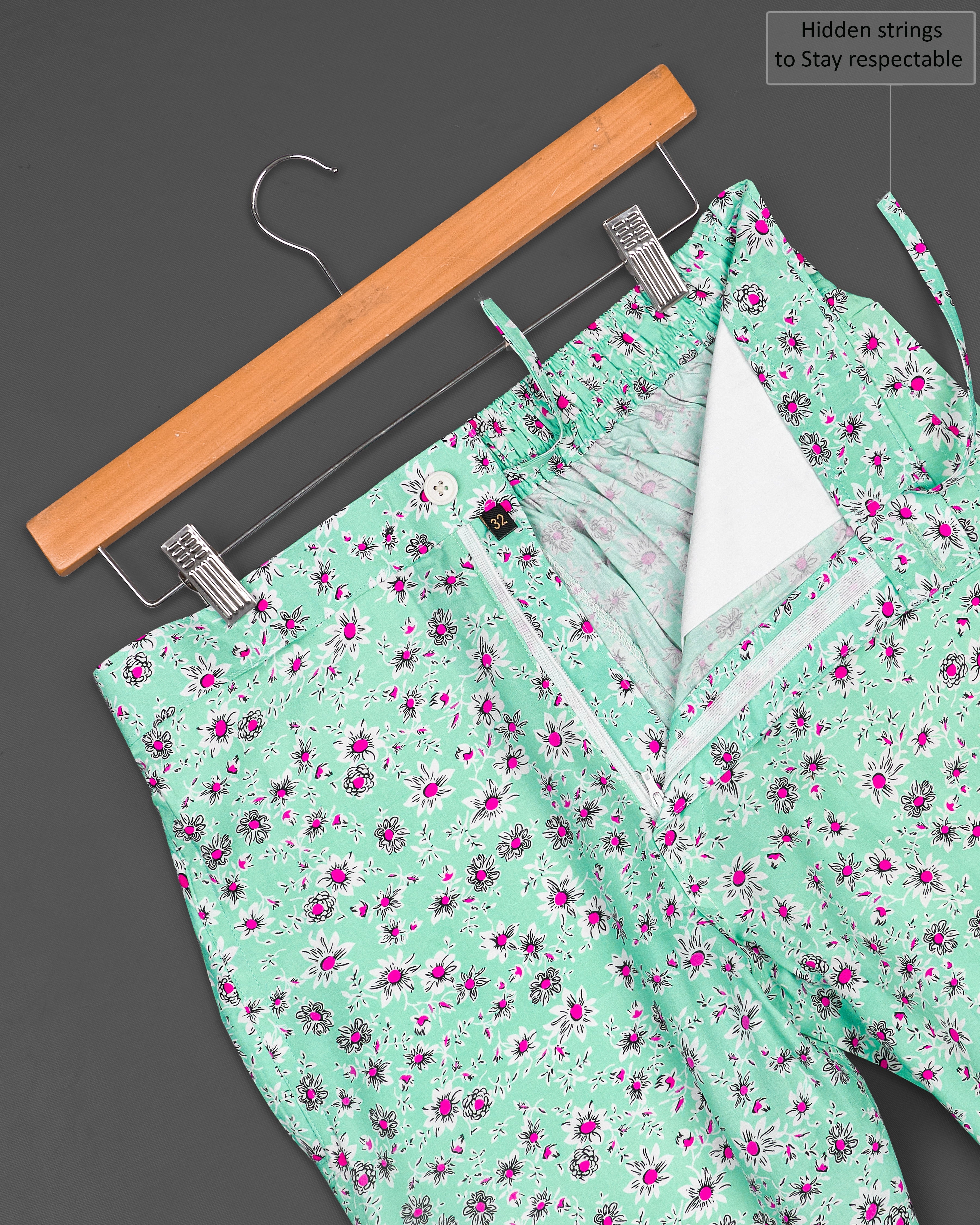 Chinook Green Ditsy Printed Premium Cotton Shorts SR203-28, SR203-30, SR203-32, SR203-34, SR203-36, SR203-38, SR203-40, SR203-42, SR203-44