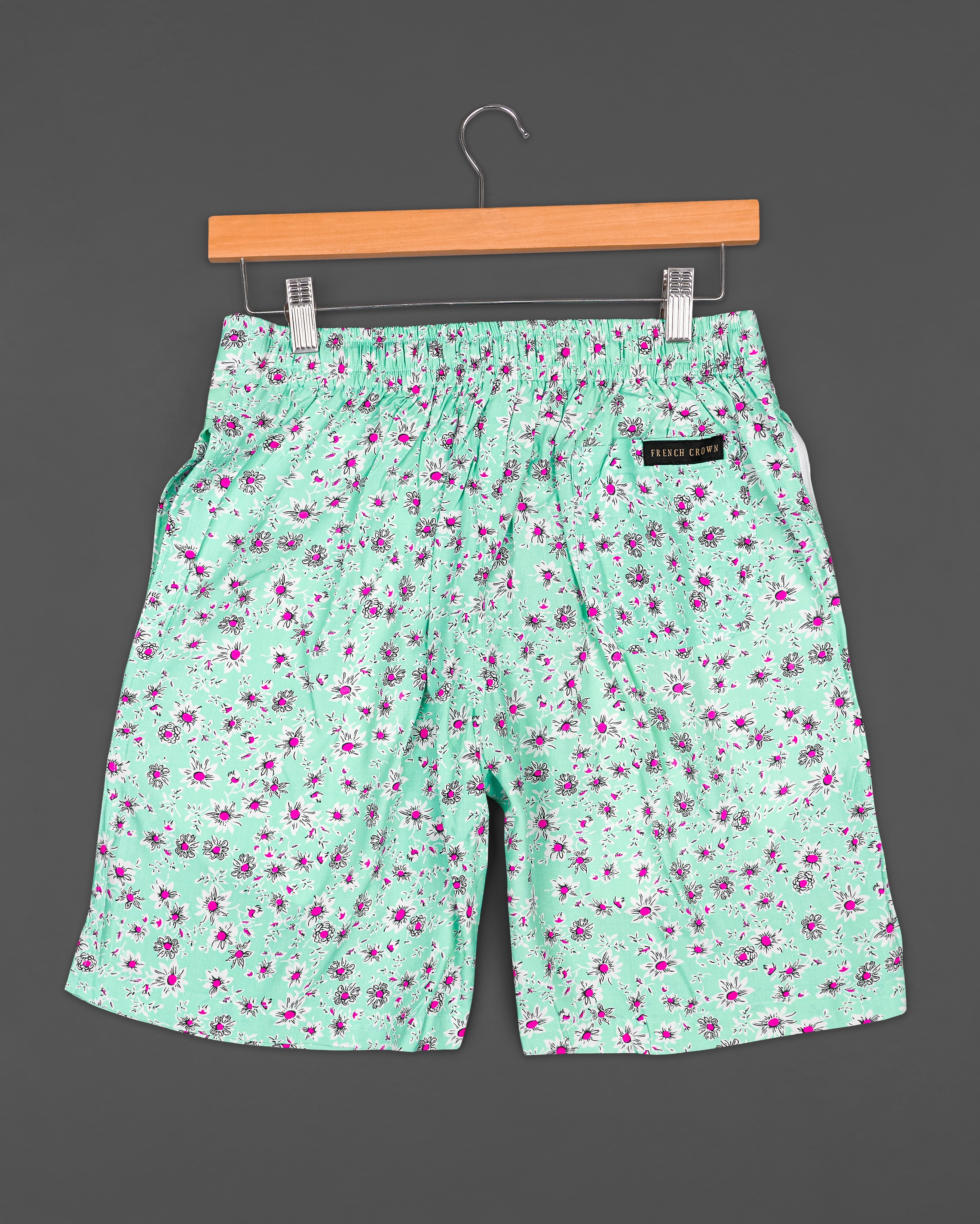 Chinook Green Ditsy Printed Premium Cotton Shorts SR203-28, SR203-30, SR203-32, SR203-34, SR203-36, SR203-38, SR203-40, SR203-42, SR203-44