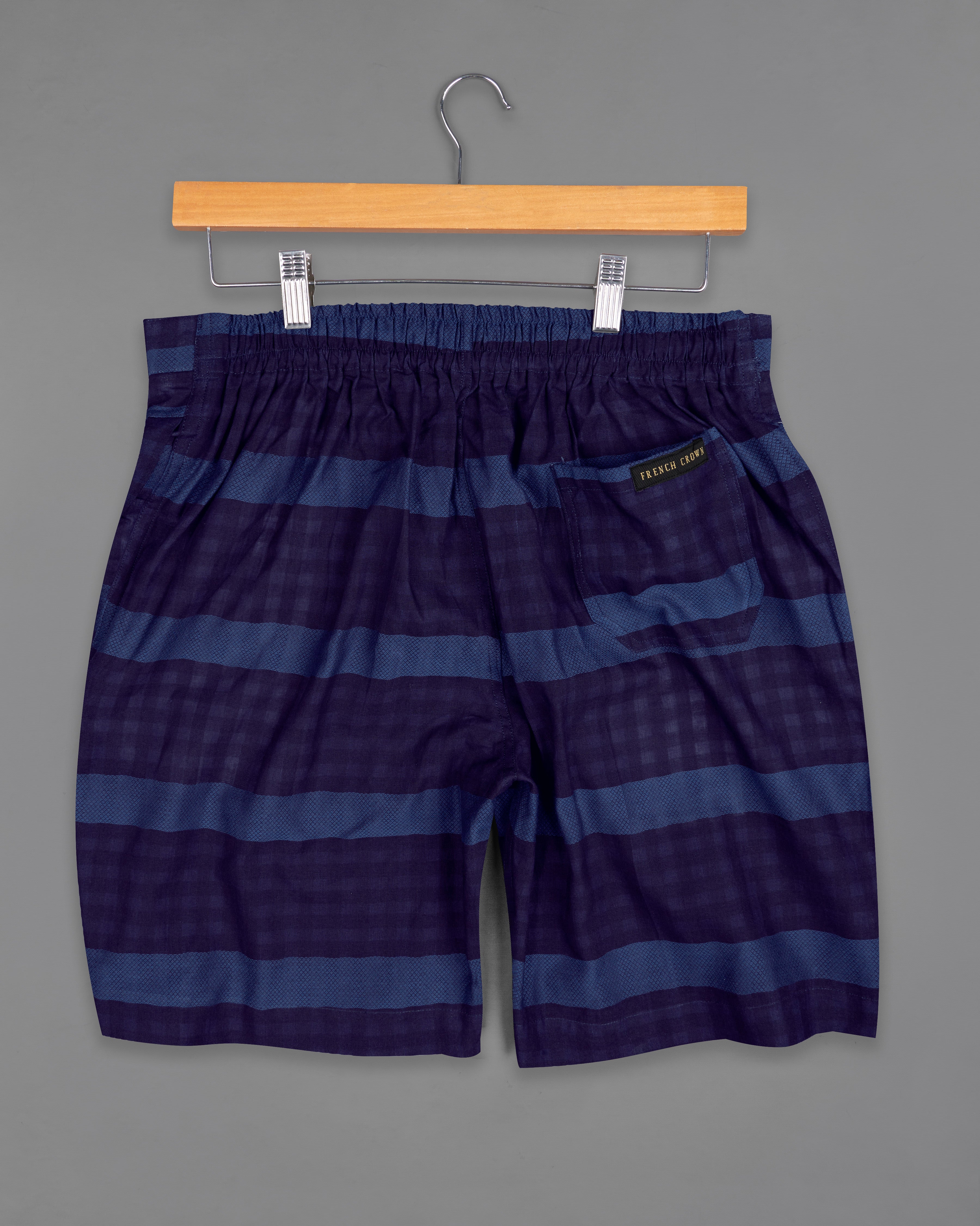 Mirage Navy Blue and Rhino Blue Striped Dobby Shorts SR246-28, SR246-30, SR246-32, SR246-34, SR246-36, SR246-38, SR246-40, SR246-42, SR246-44