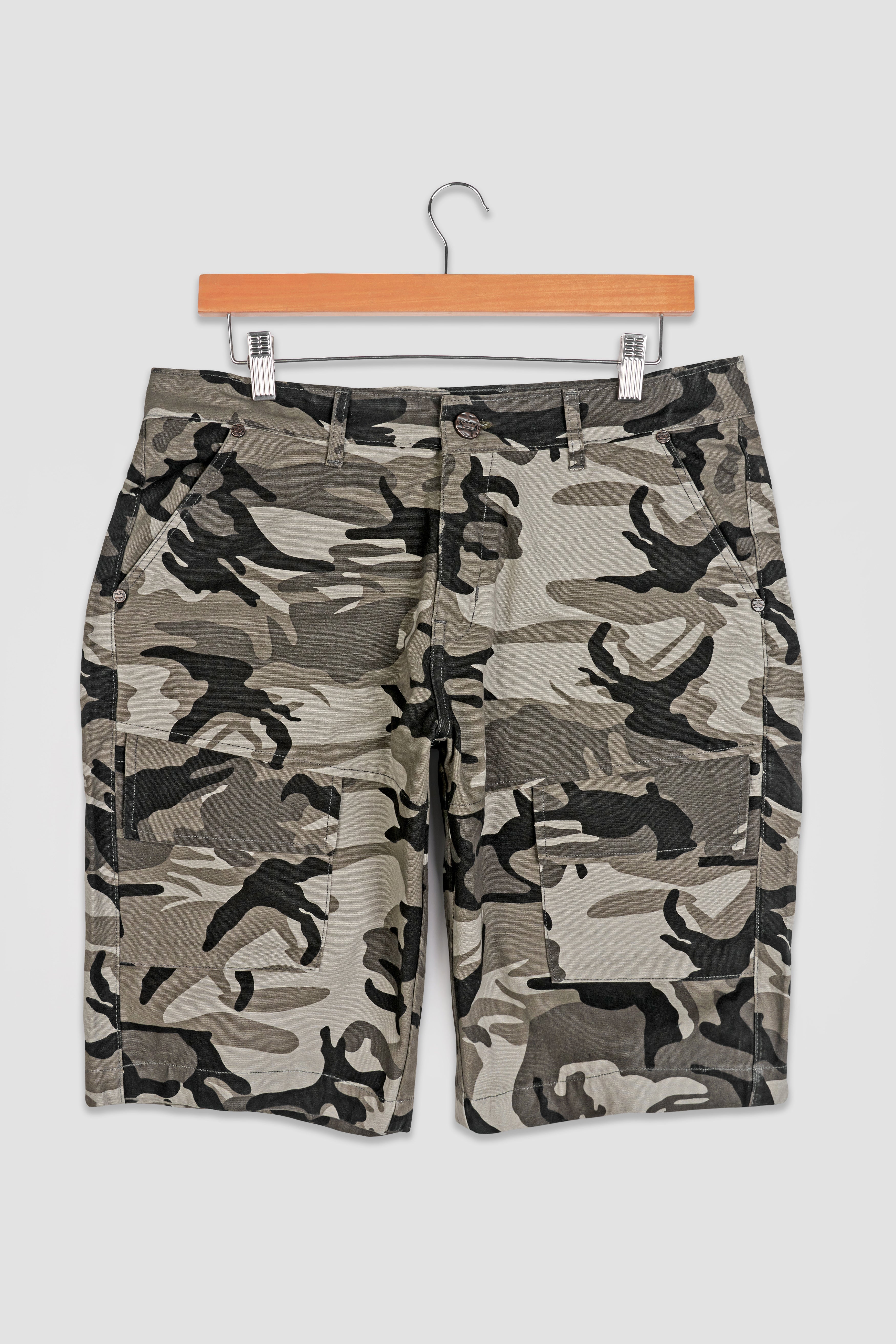 Hemp Brown with Mist Beige and Gondola Black Camouflage Cargo Shorts SR270-28, SR270-30, SR270-32, SR270-34, SR270-36, SR270-38, SR270-40, SR270-42, SR270-44