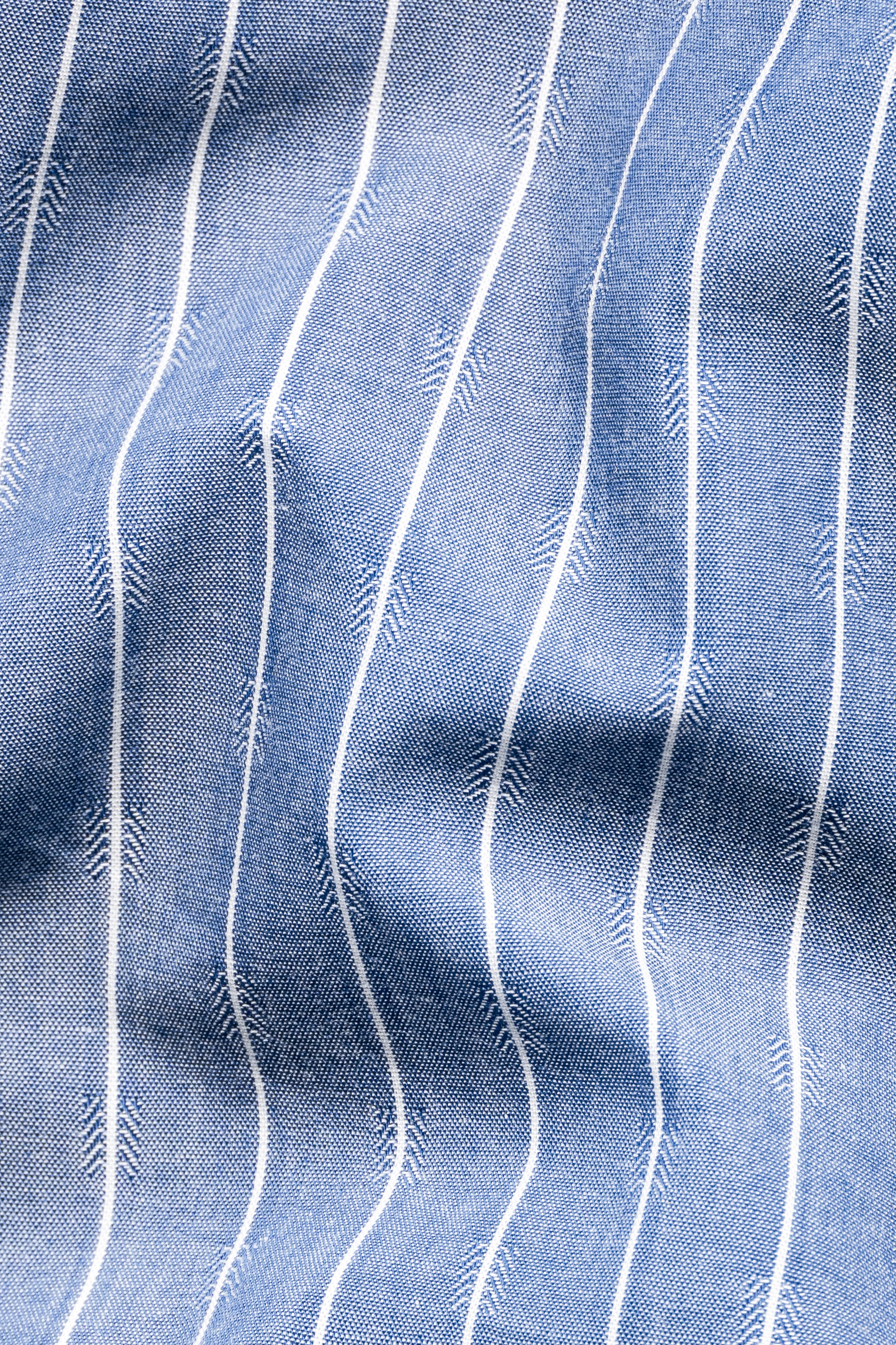 Waikawa Blue and White Striped Dobby Textured Giza Cotton Shorts SR377-28, SR377-30, SR377-32, SR377-34, SR377-36, SR377-38, SR377-40, SR377-42, SR377-44