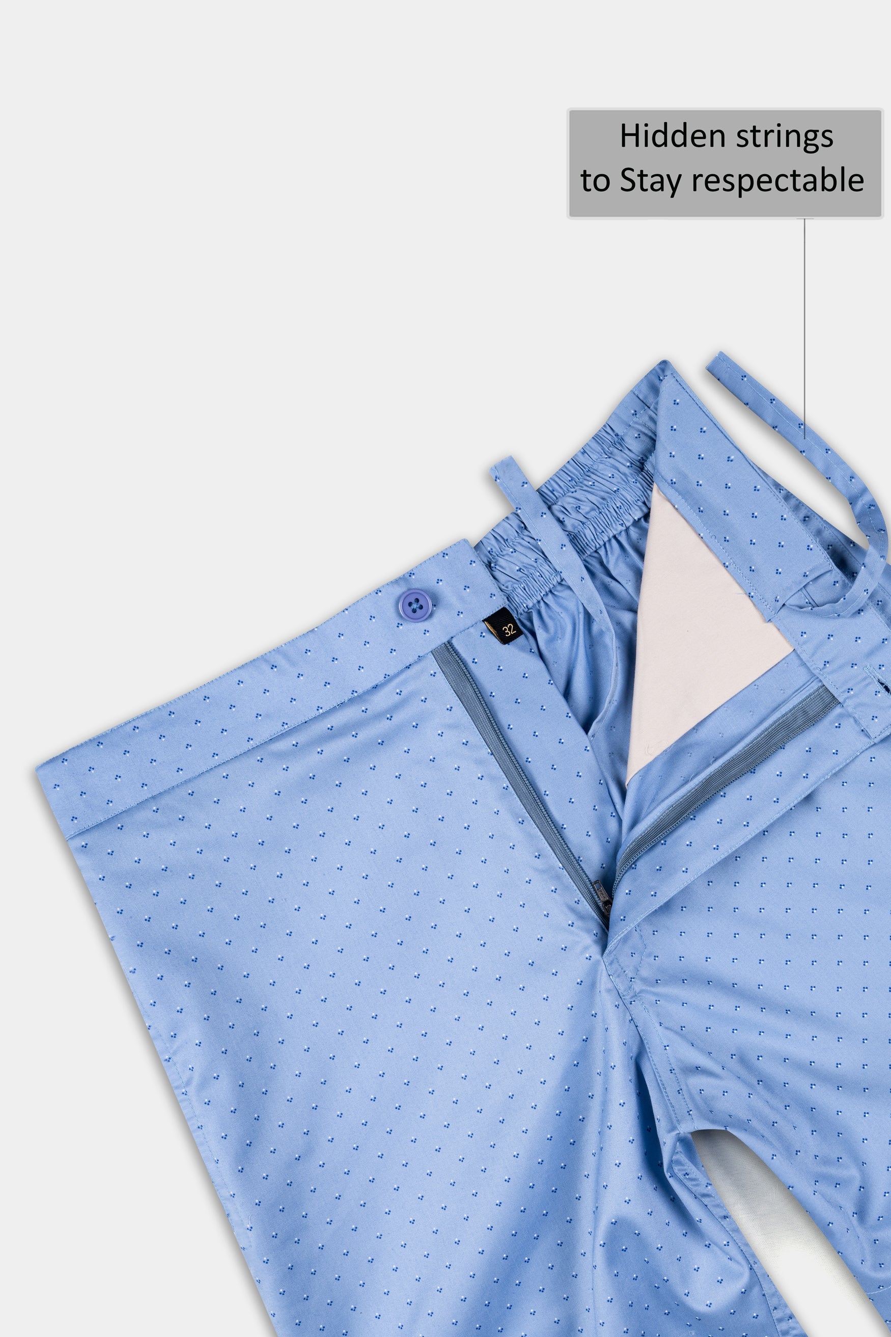 Glacier Blue Printed Twill Premium Cotton Shorts SR385-28, SR385-30, SR385-32, SR385-34, SR385-36, SR385-38, SR385-40, SR385-42, SR385-44