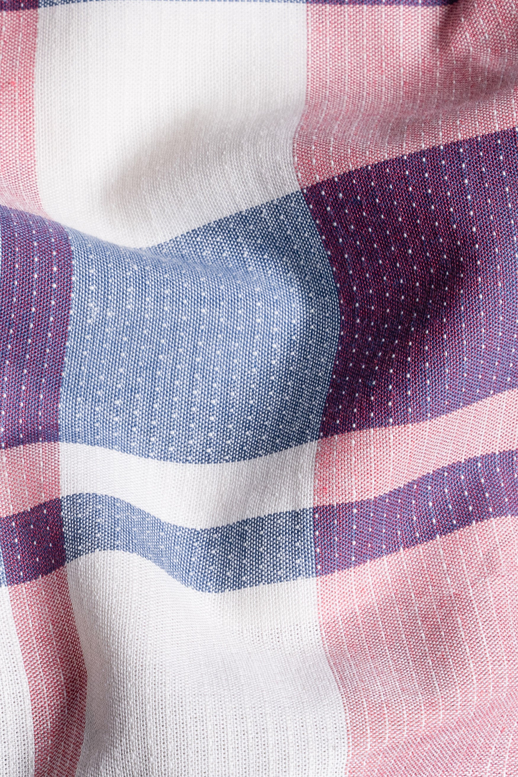 Bright White with Cavern Pink and Mulled Wine Purple Checkered Dobby Textured Giza Cotton Shorts SR396-28, SR396-30, SR396-32, SR396-34, SR396-36, SR396-38, SR396-40, SR396-42, SR396-44