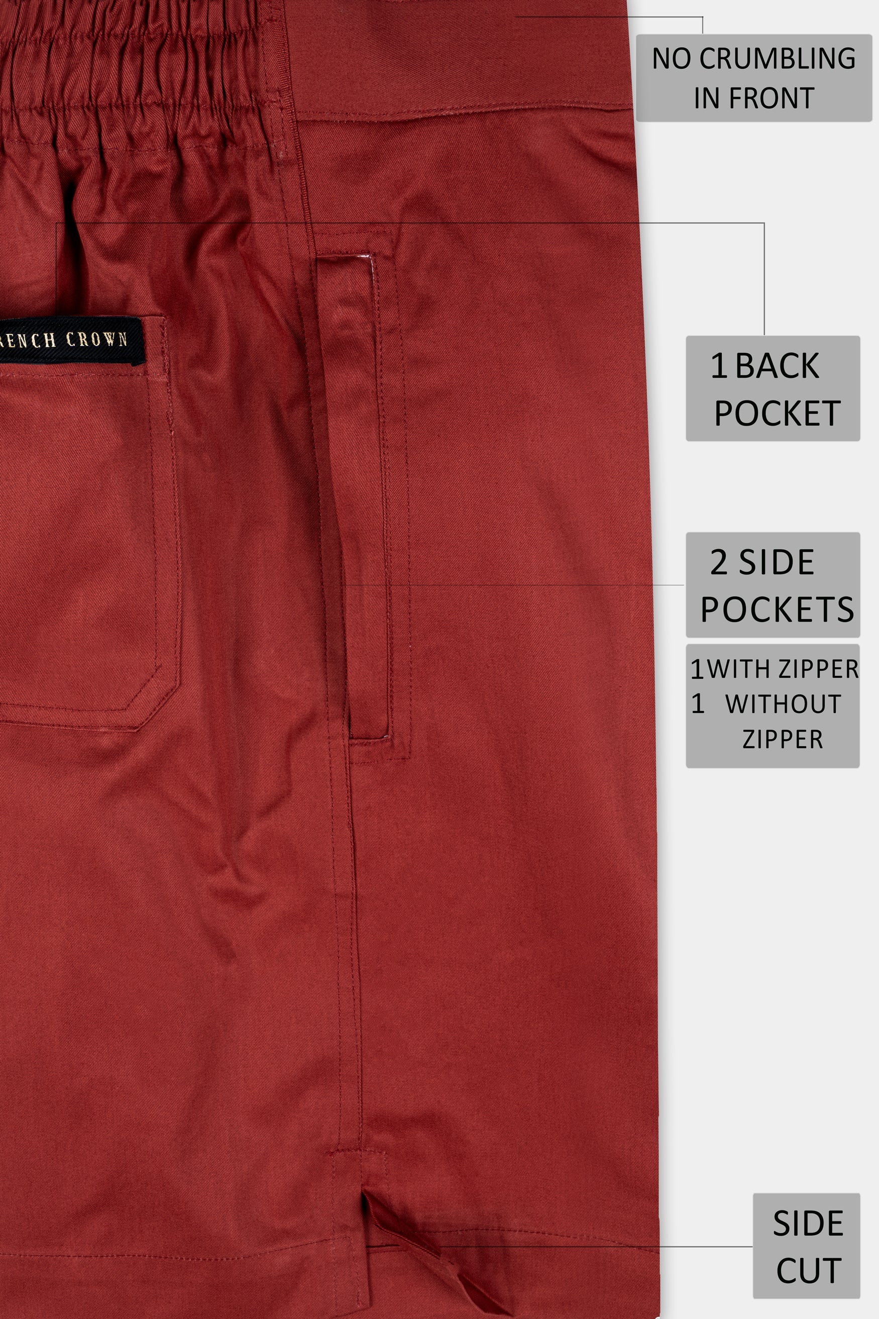 Stiletto Red Twill Premium Cotton Shorts SR403-28, SR403-30, SR403-32, SR403-34, SR403-36, SR403-38, SR403-40, SR403-42, SR403-44