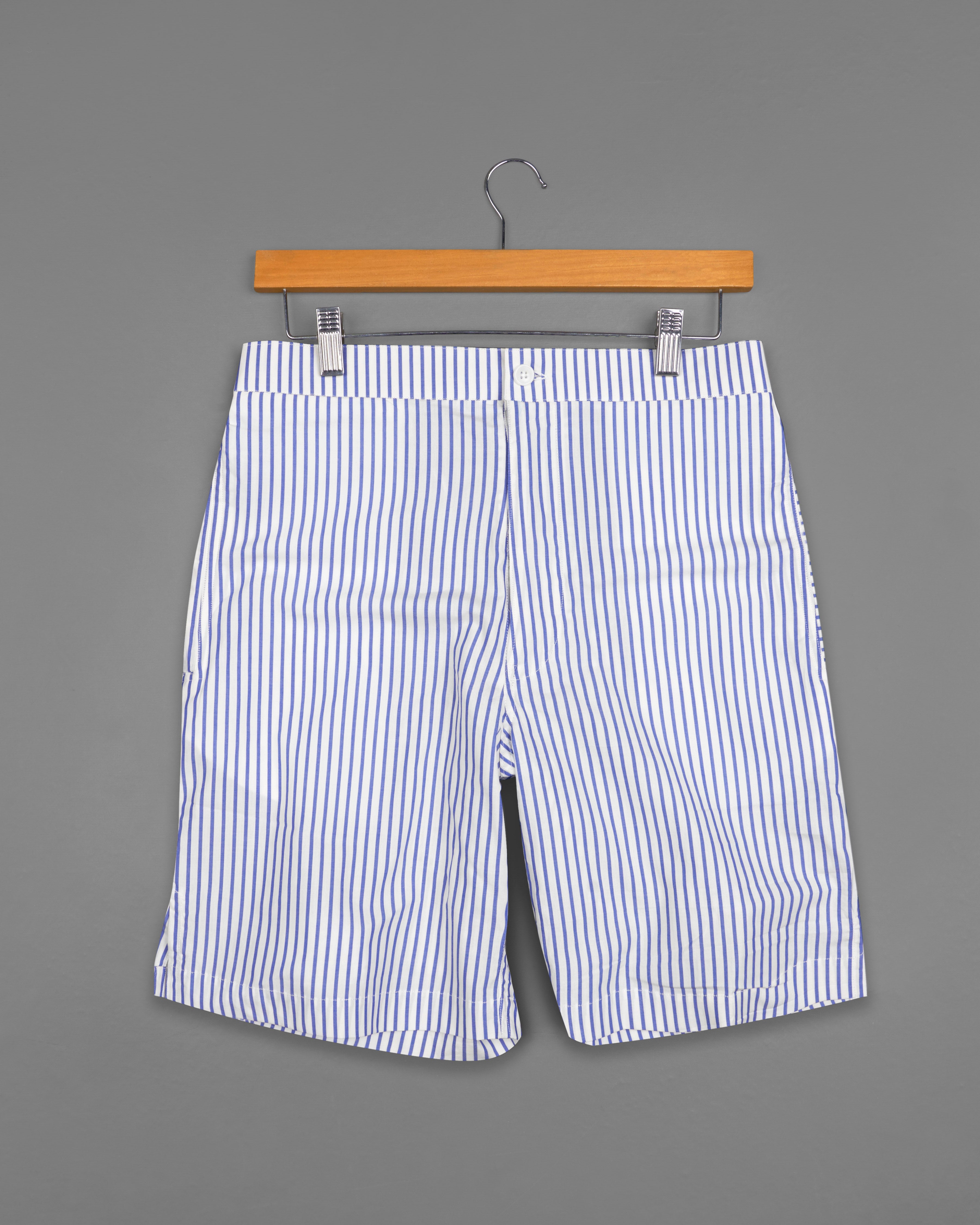 Bright White and Scampi Blue Striped Premium Cotton Shorts SR251-28, SR251-30, SR251-32, SR251-34, SR251-36, SR251-38, SR251-40, SR251-42, SR251-44