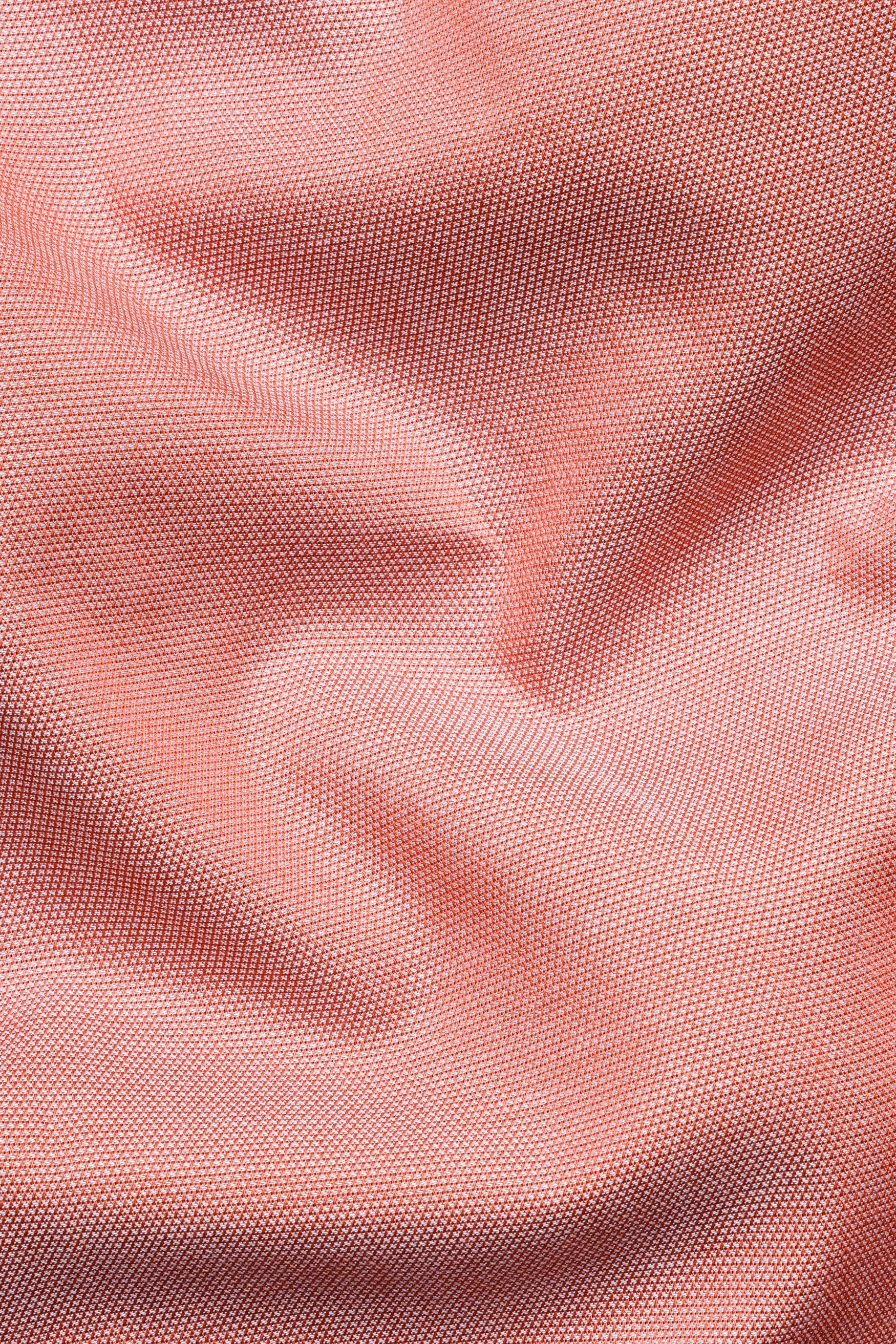 Flamingo Orange Dobby Textured Giza Cotton Shorts